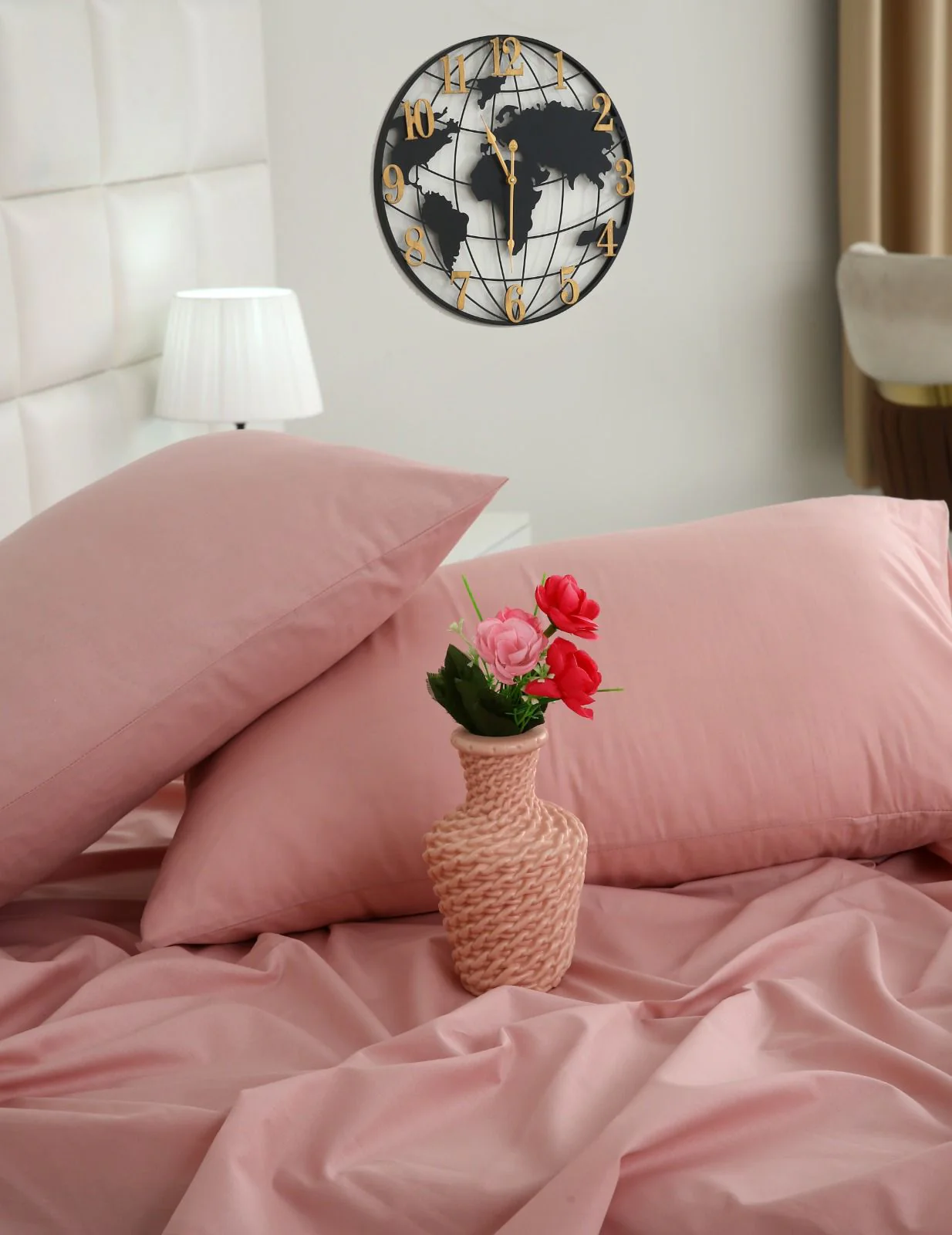 3 PCs Double Bed Sheet- Rose - Image 6