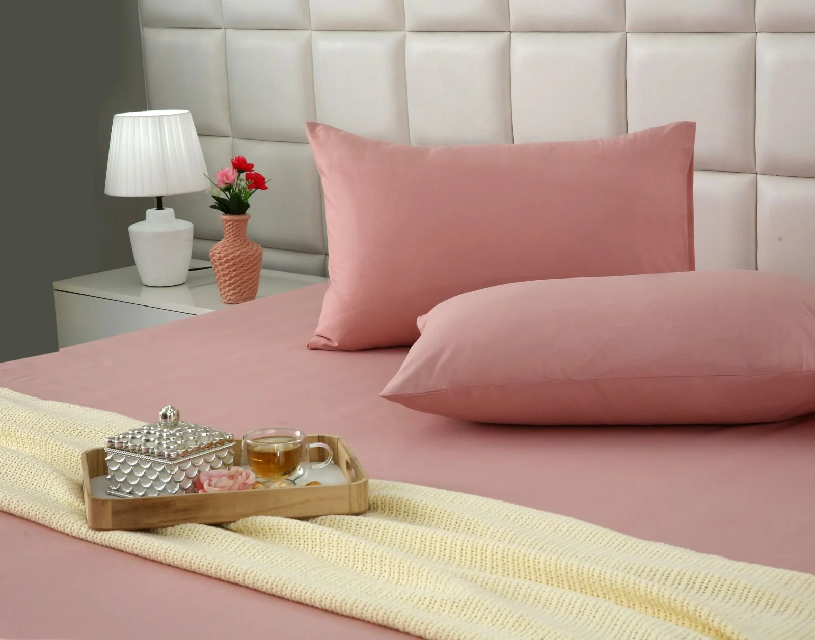 3 PCs Double Bed Sheet- Rose - Image 9