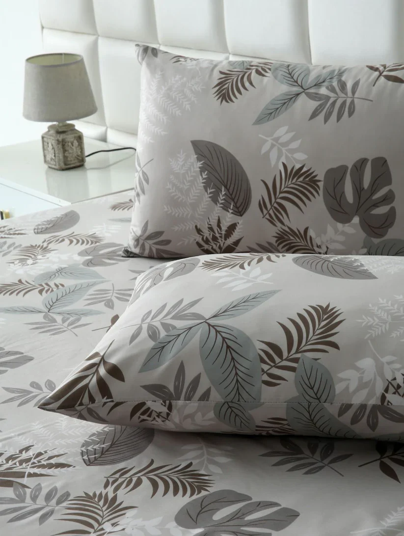 3 PCs Double Bed Sheet-Leaf Style - Image 3