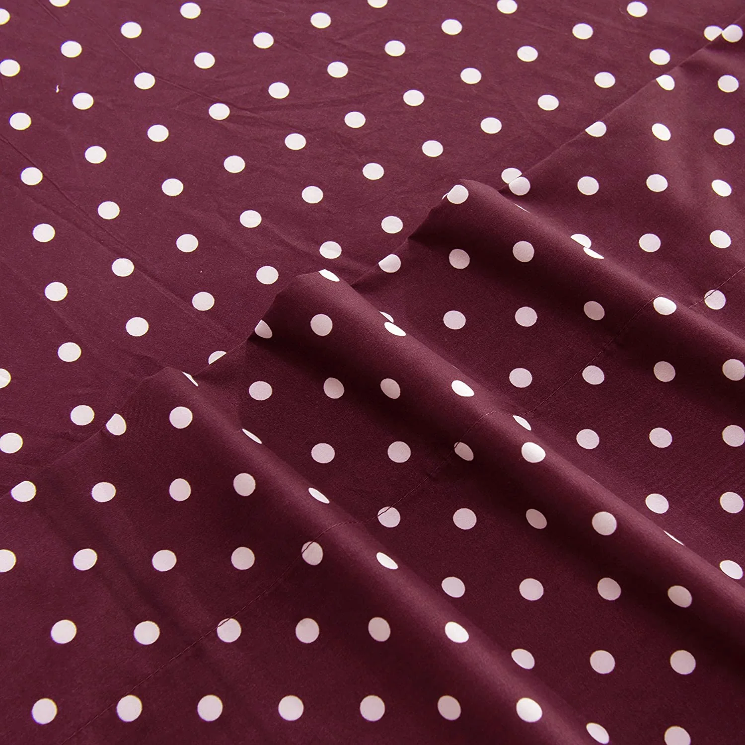 3 PCs Double Bed Sheet-Plum Polka - Image 3