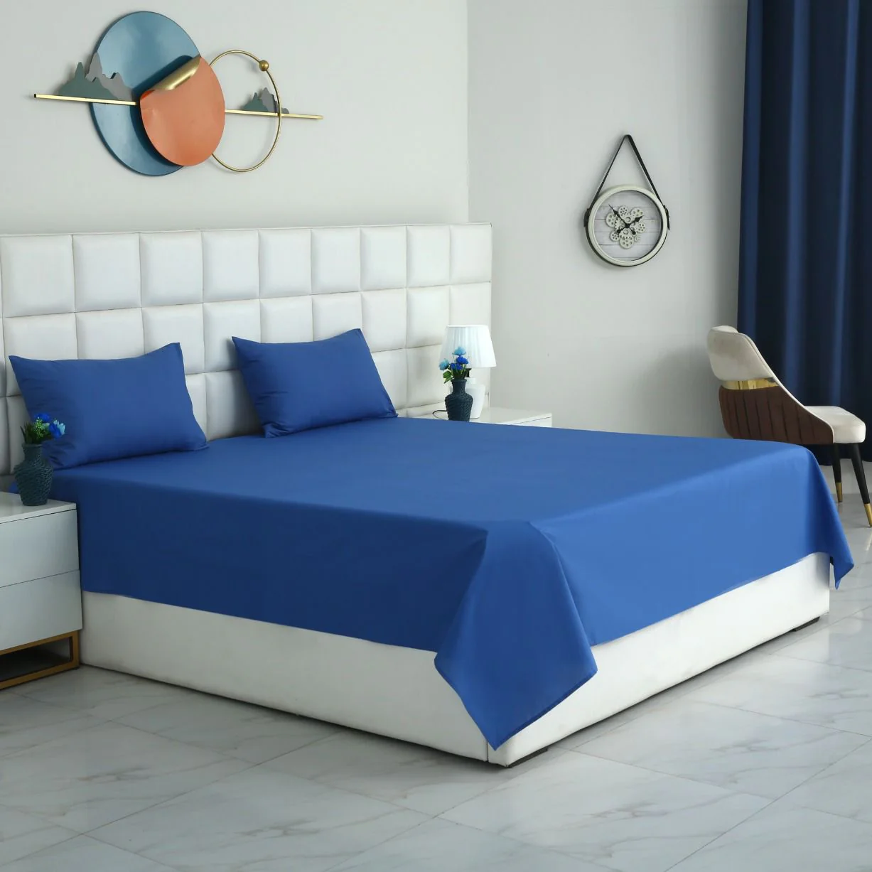 3 PCs Double Bed Sheet With Same Packing- Aqua