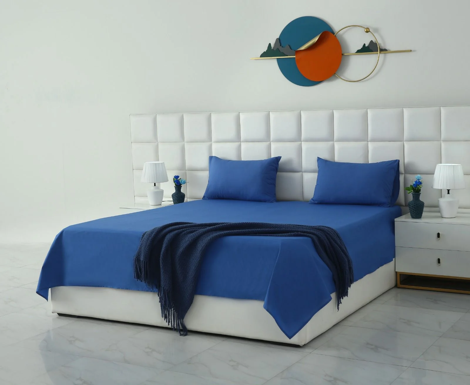 3 PCs Double Bed Sheet With Same Packing- Aqua - Image 4