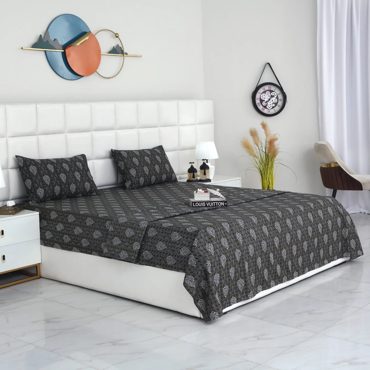 3 PCs Double Bed Sheet With Same Packing- Amber Grey