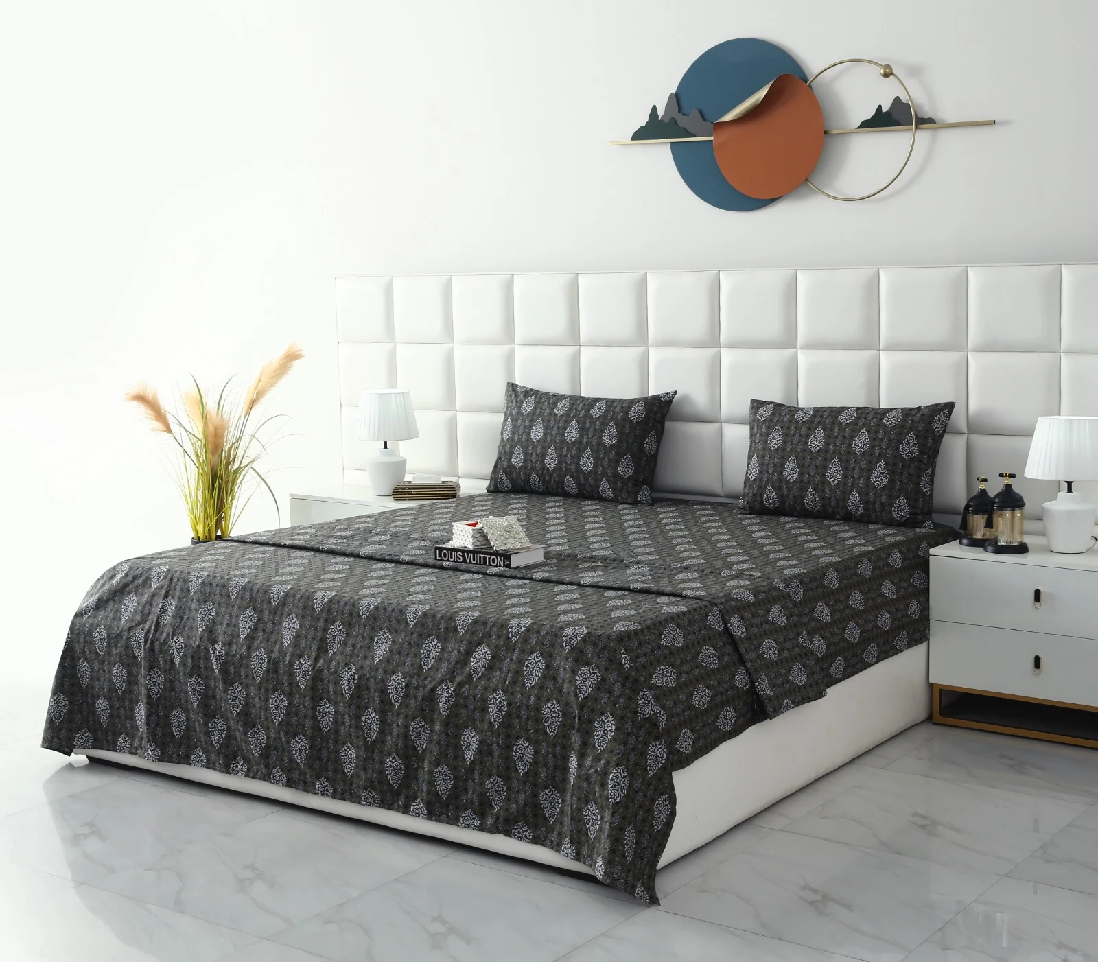3 PCs Double Bed Sheet With Same Packing- Amber Grey - Image 3