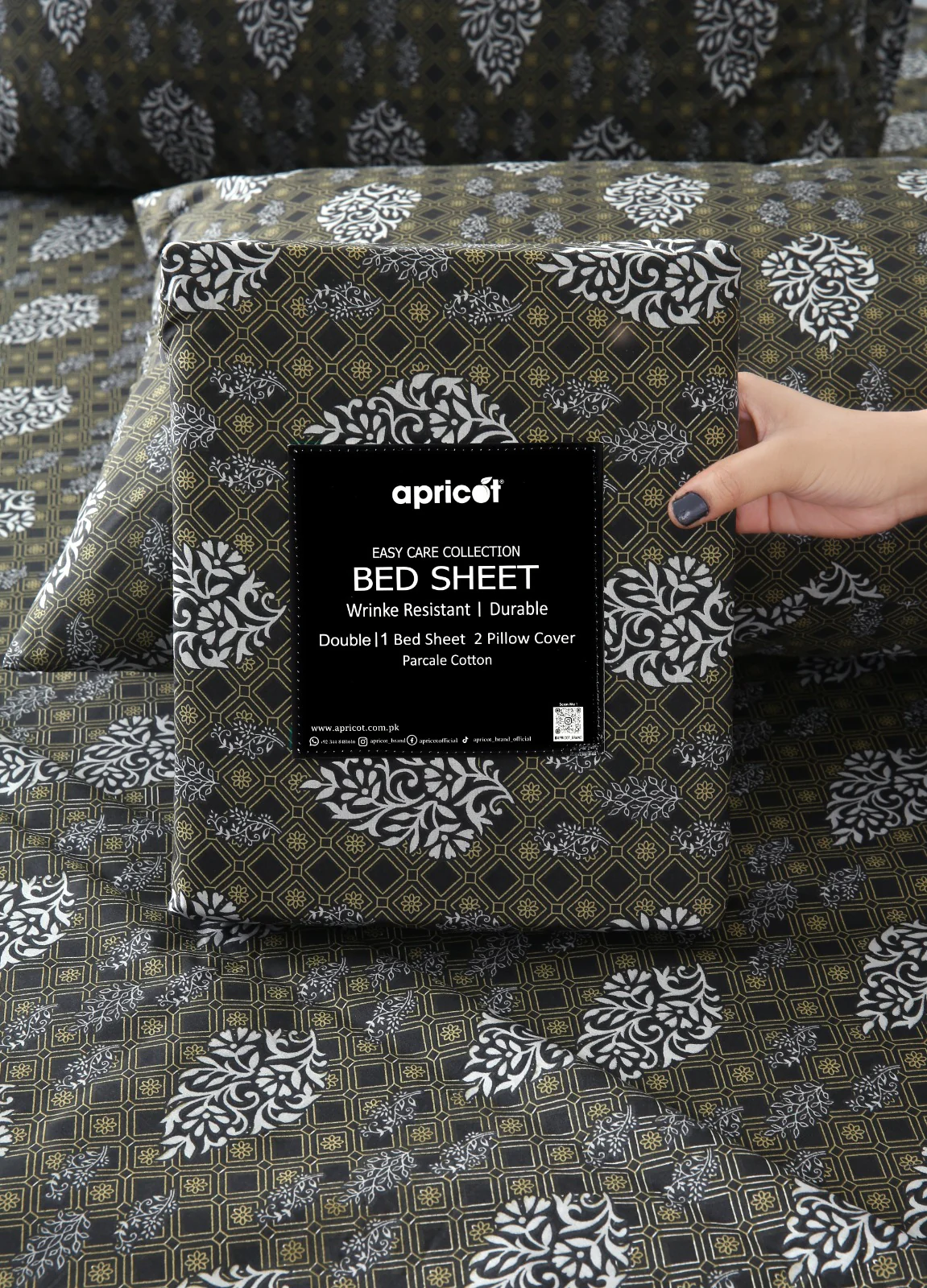 3 PCs Double Bed Sheet With Same Packing- Amber Grey - Image 4