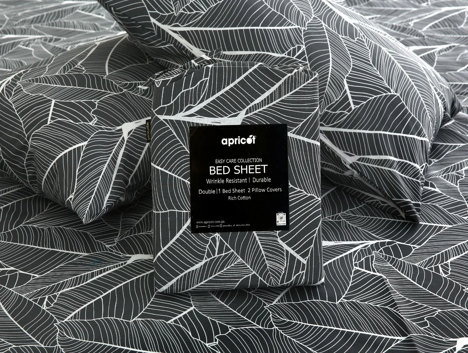 3 PCs Double Bed Sheet With Same Packing- Ash Petals - Image 2