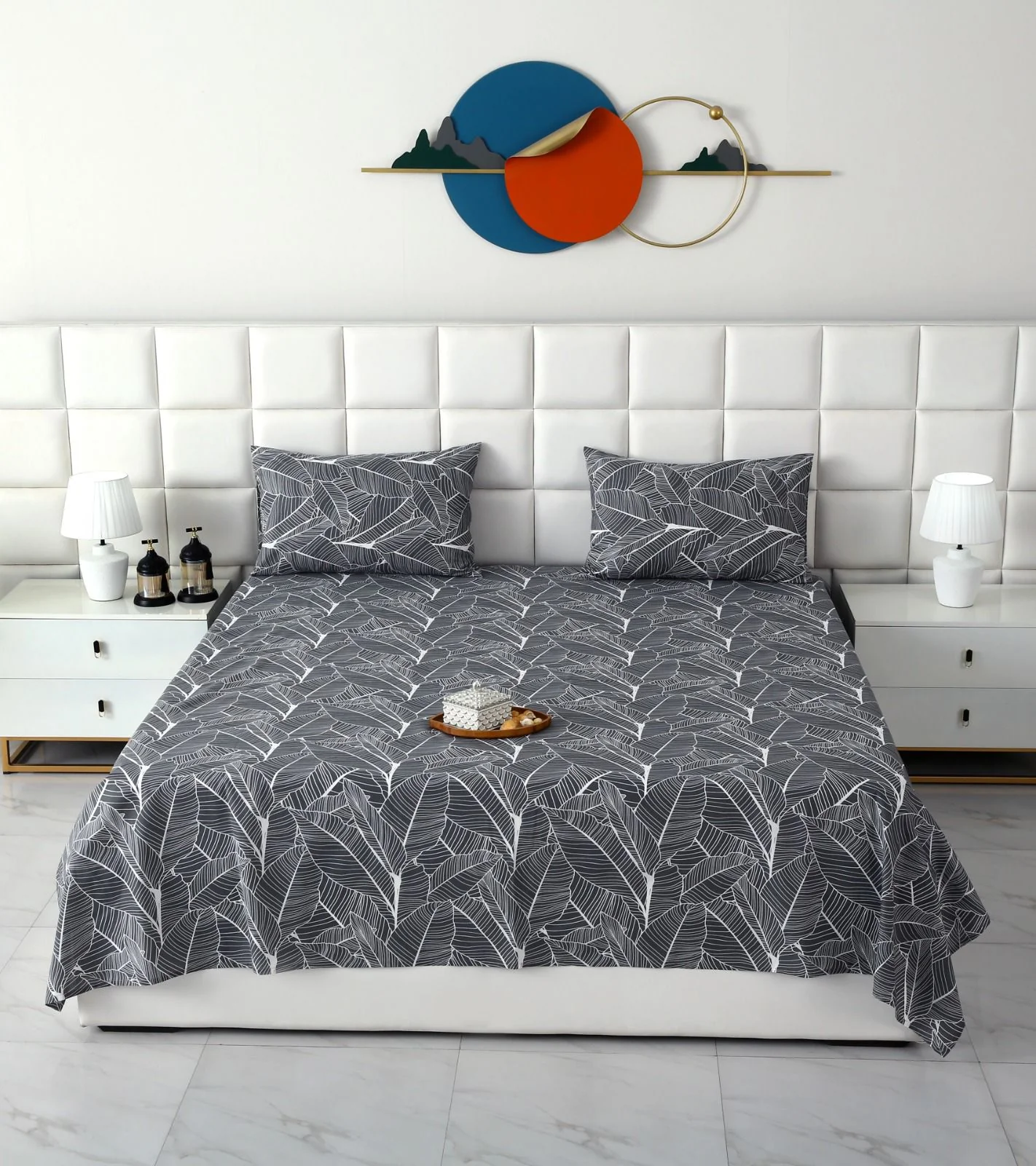 3 PCs Double Bed Sheet With Same Packing- Ash Petals - Image 3