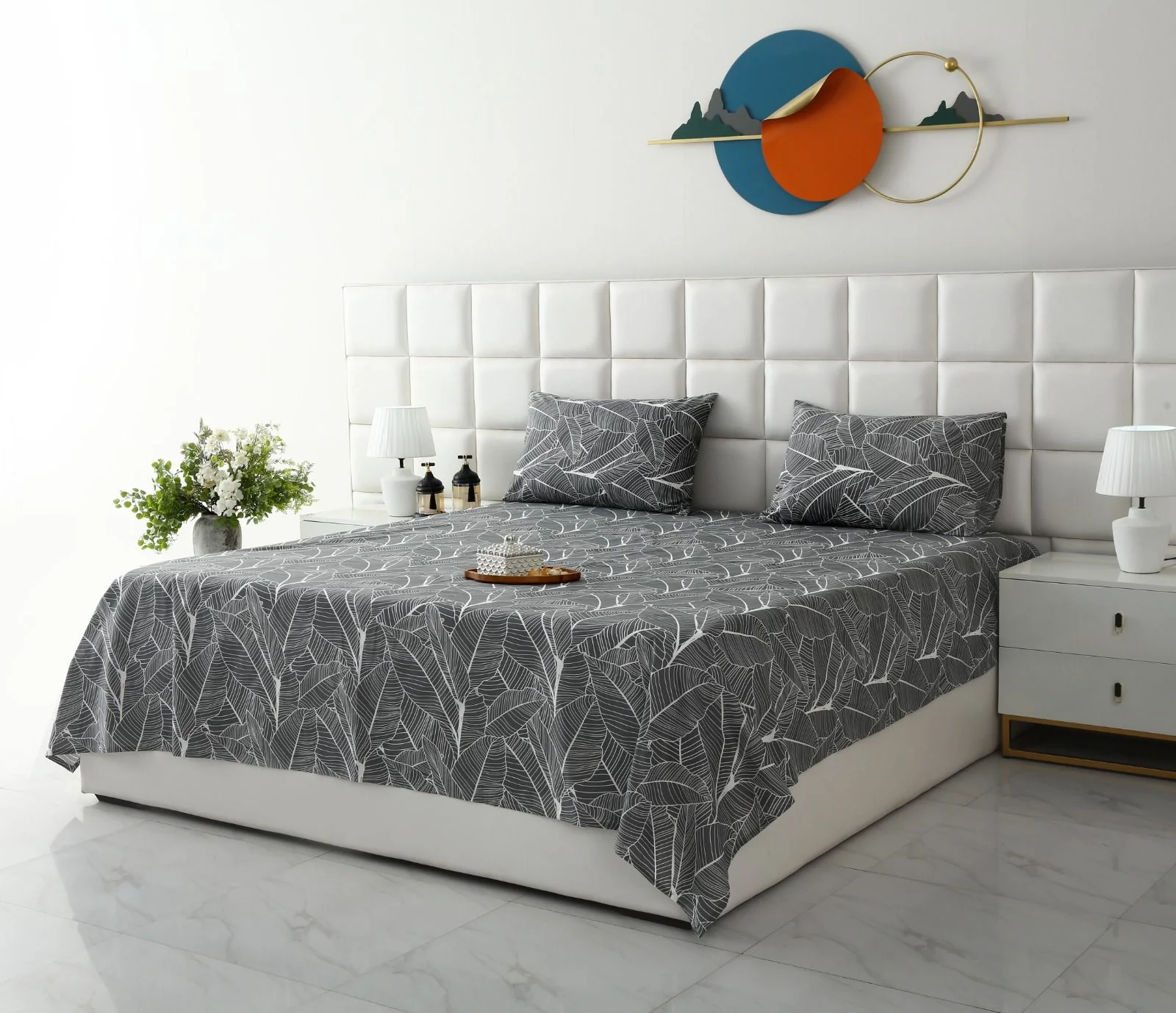3 PCs Double Bed Sheet With Same Packing- Ash Petals - Image 4