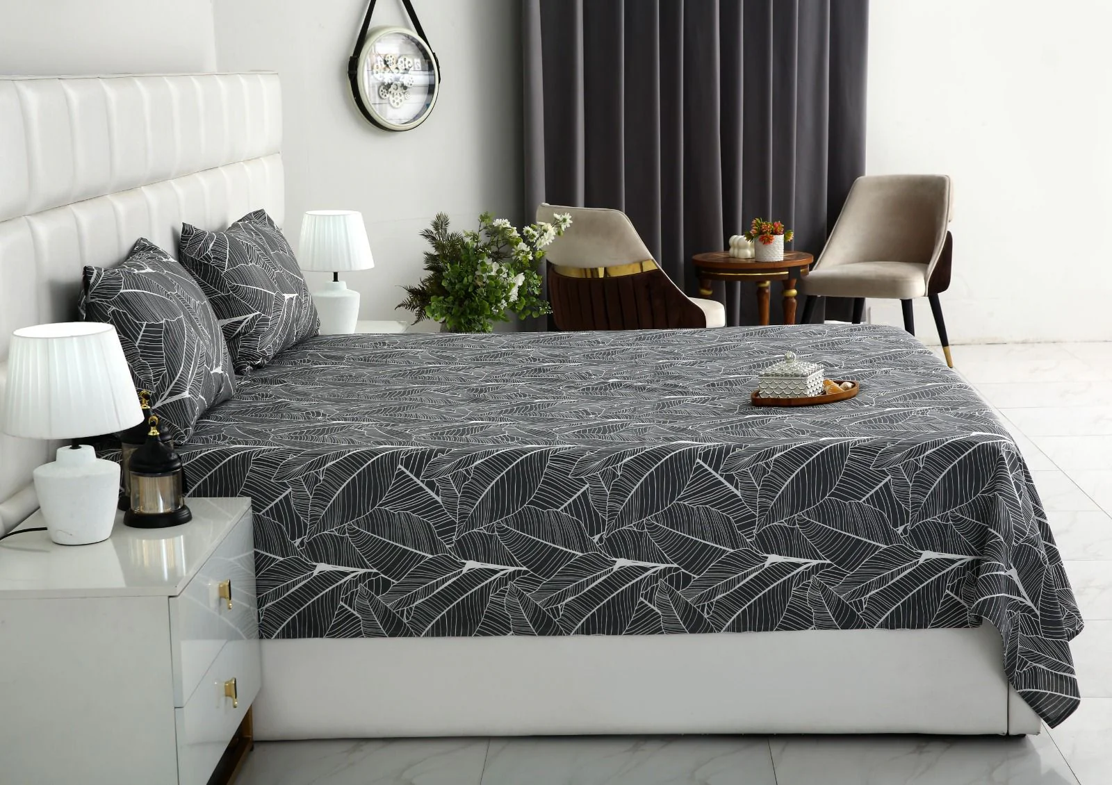 3 PCs Double Bed Sheet With Same Packing- Ash Petals - Image 5