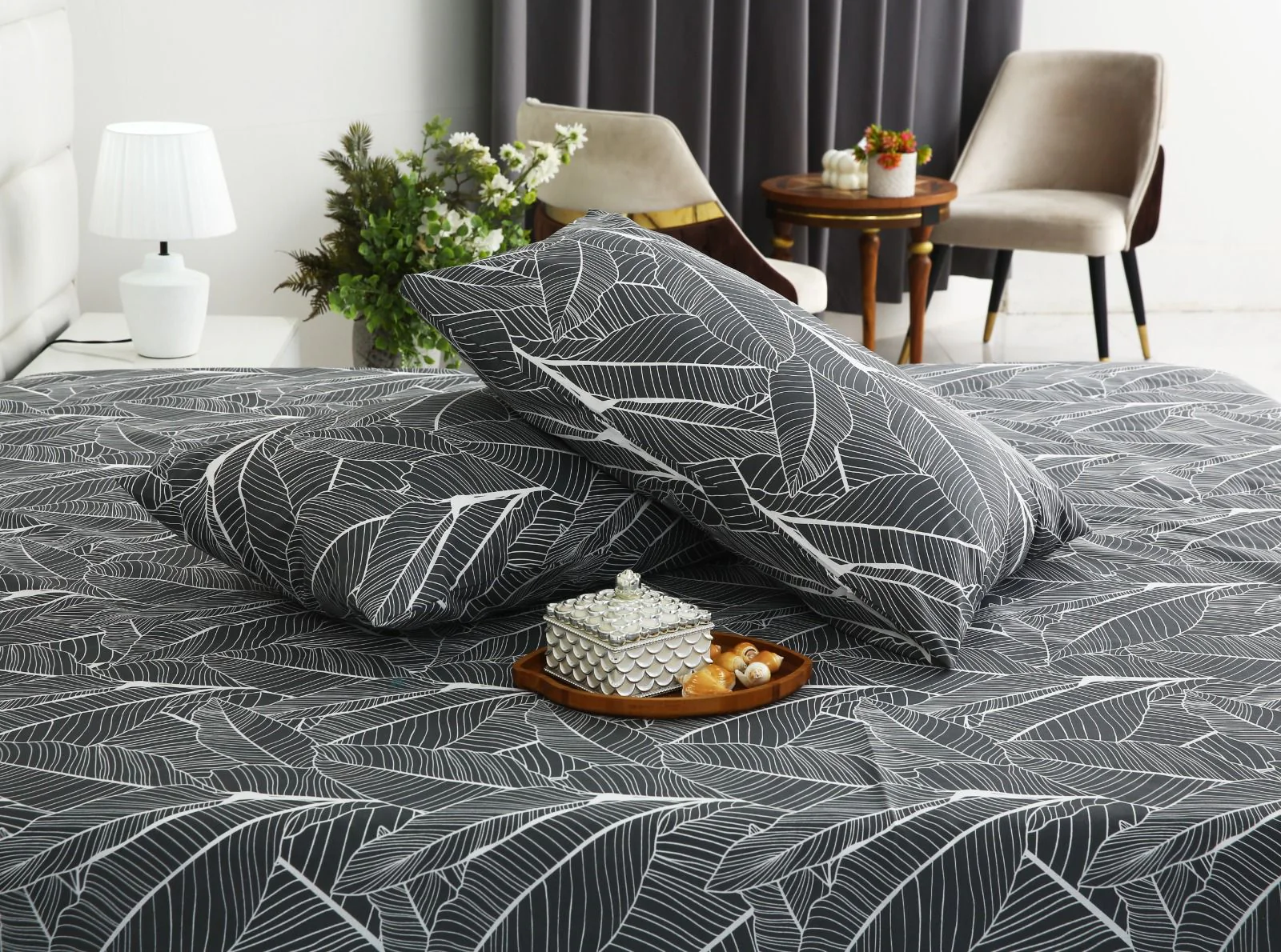 3 PCs Double Bed Sheet With Same Packing- Ash Petals - Image 9