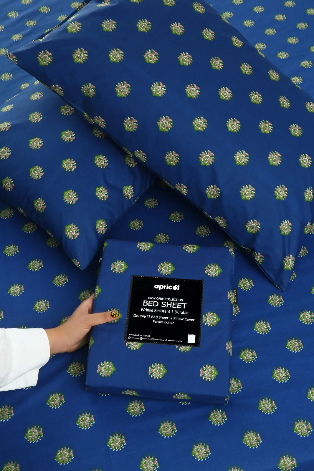 3 PCs Double Bed Sheet With Same Packing- Blue Motives - Image 8