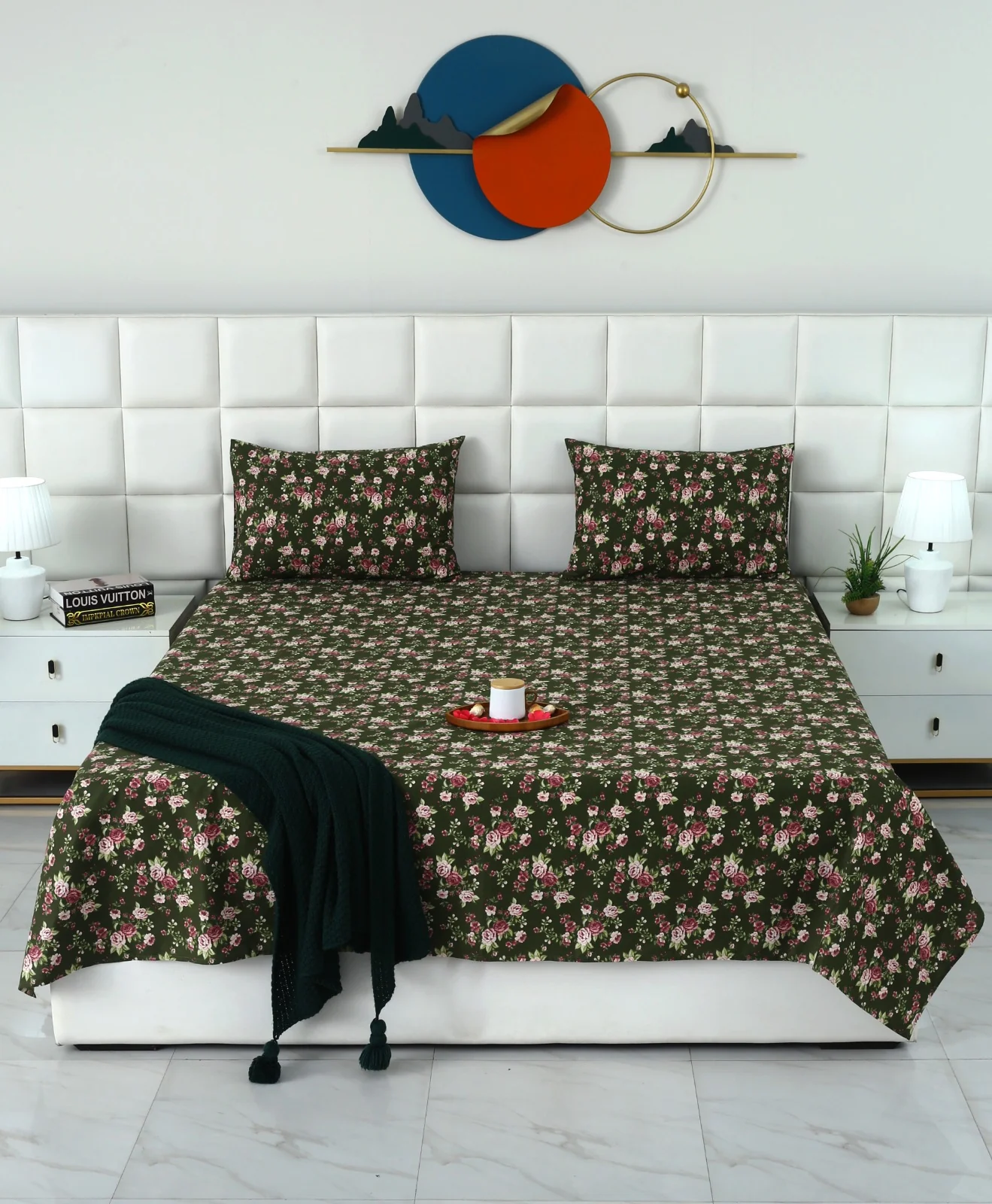 3 PCs Double Bed Sheet With Same Packing- Copen Flora - Image 3