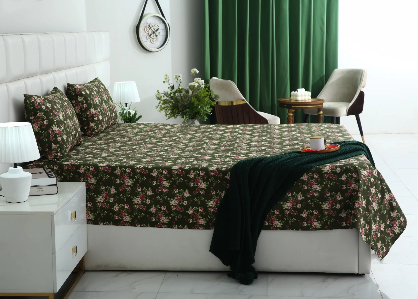 3 PCs Double Bed Sheet With Same Packing- Copen Flora - Image 4
