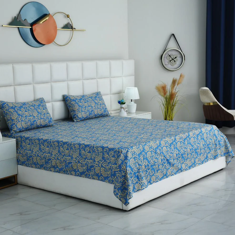 3 PCs Double Bed Sheet With Same Packing-Damask