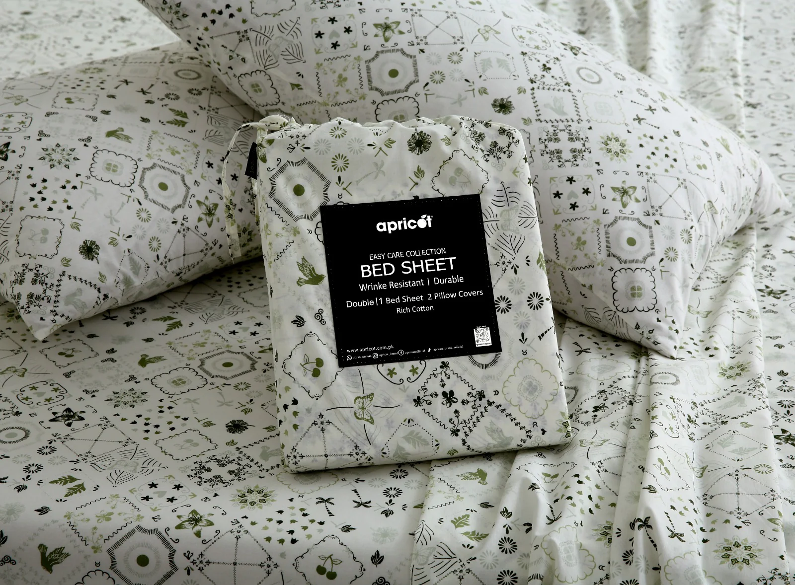 3 PCs Double Bed Sheet With Same Packing-Floral Patchwork - Image 7