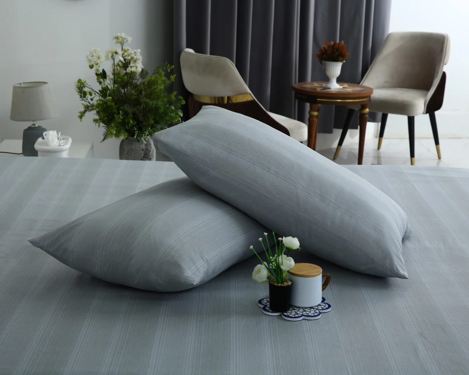 3 PCs Double Bed Sheet With Same Packing- Grey Shades - Image 6