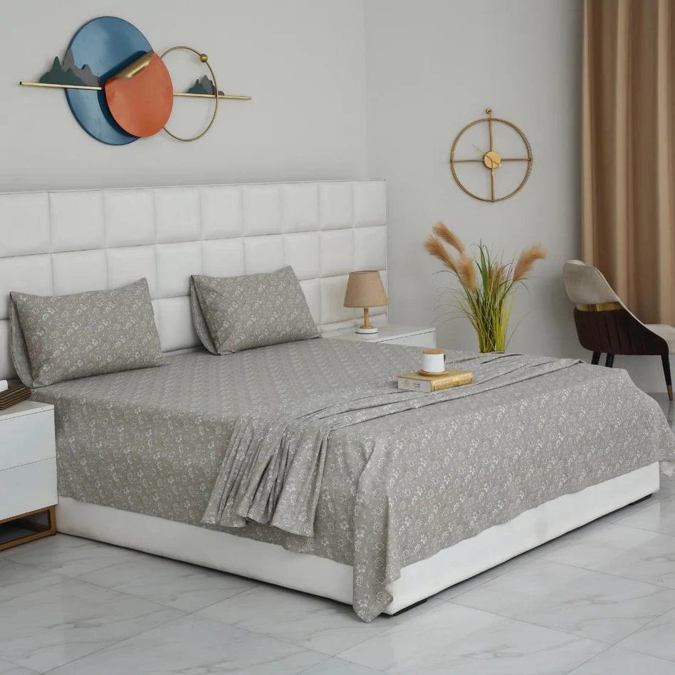3 PCs Double Bed Sheet With Same Packing-Heritage Floral