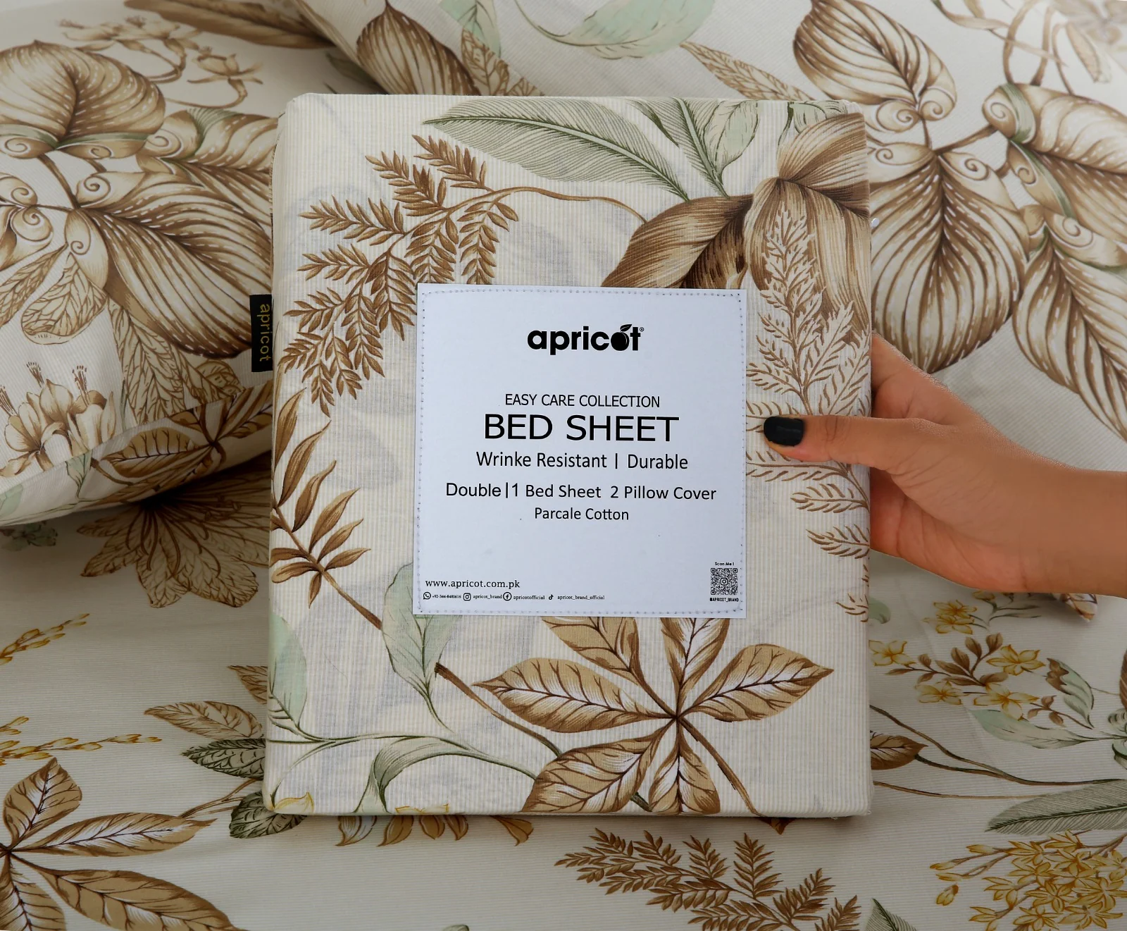 3 PCs Double Bed Sheet With Same Packing- Imperial Beige - Image 2