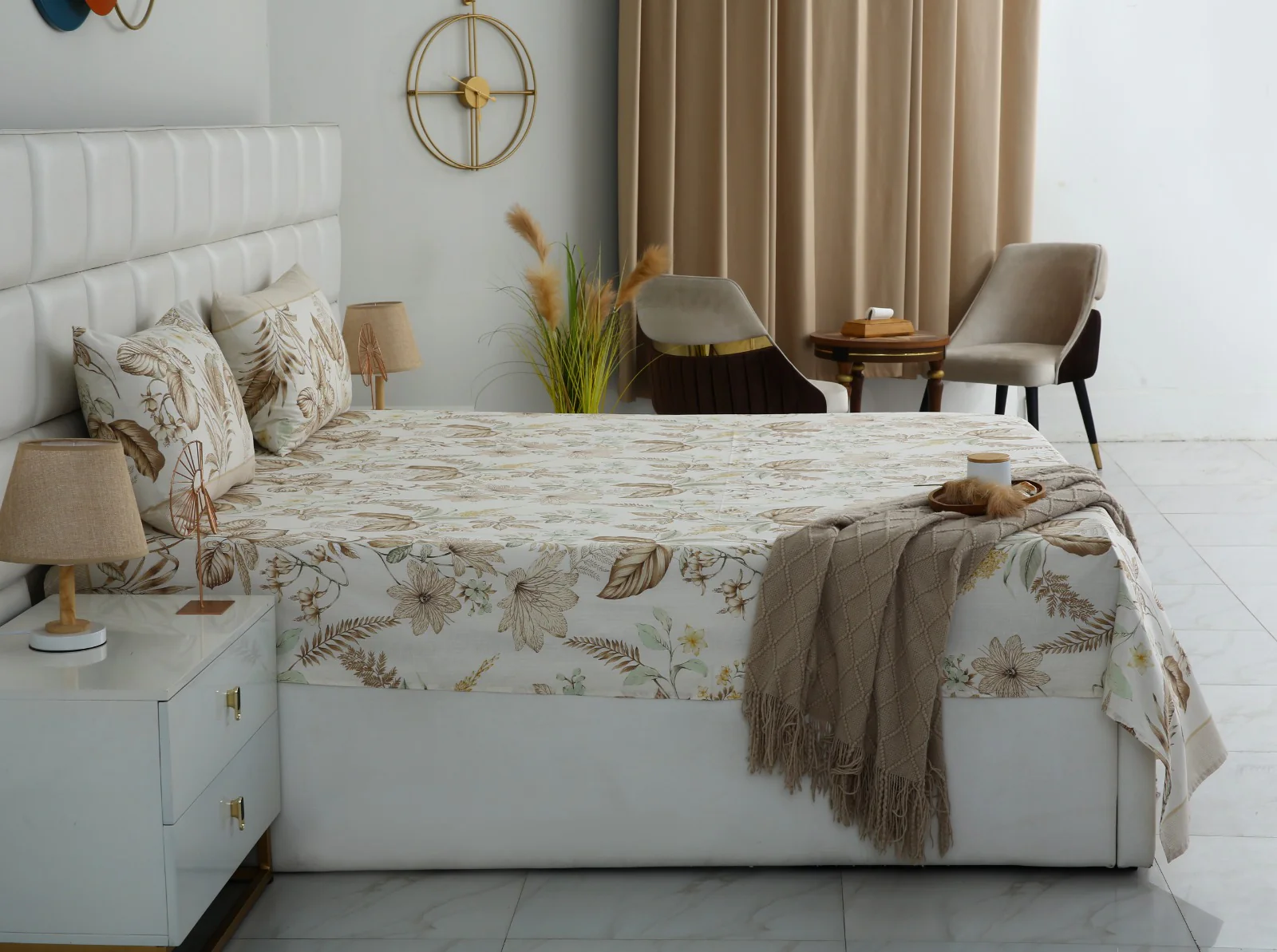 3 PCs Double Bed Sheet With Same Packing- Imperial Beige - Image 5