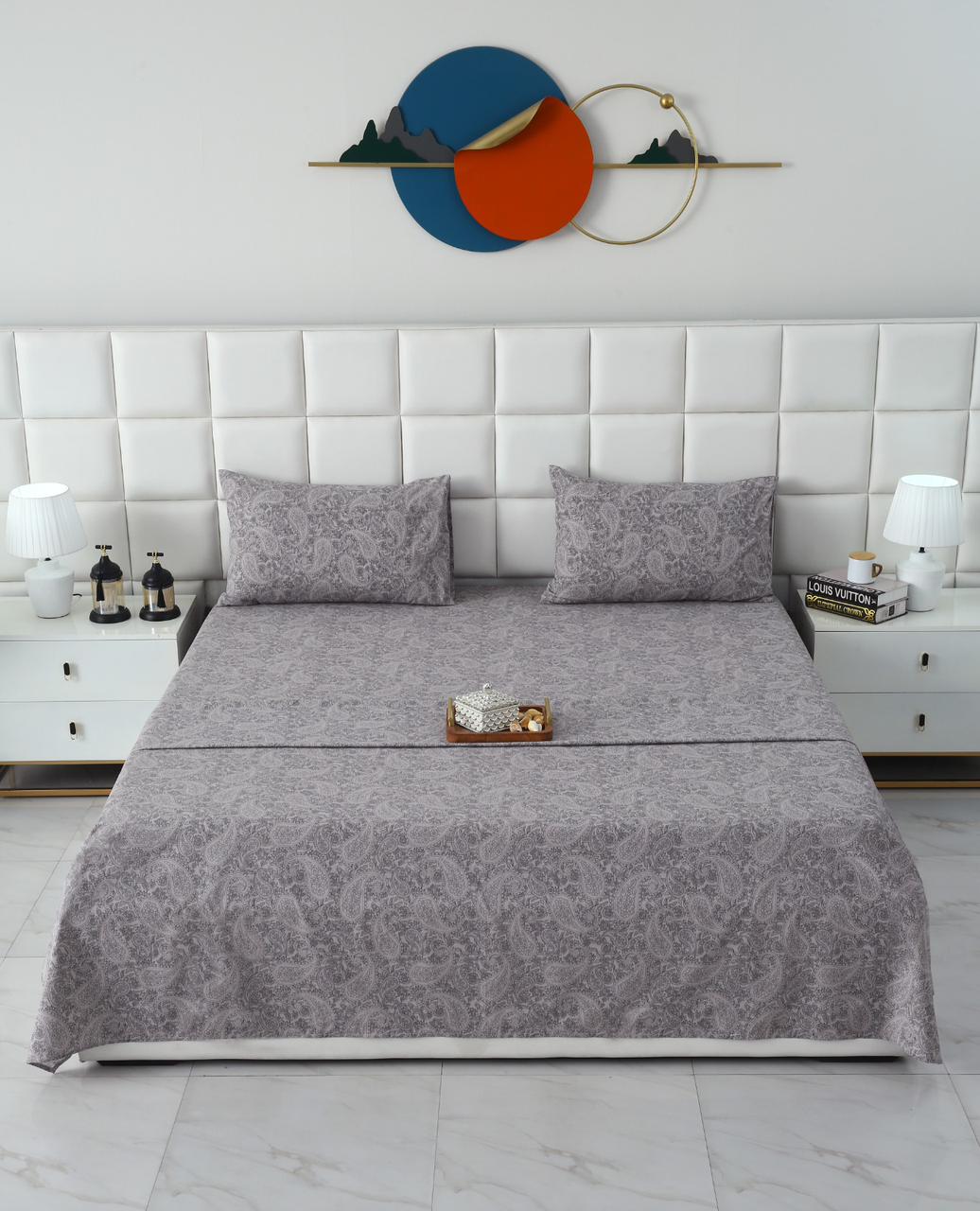 3 PCs Double Bed Sheet With Same Packing-Intricate floral - Image 3