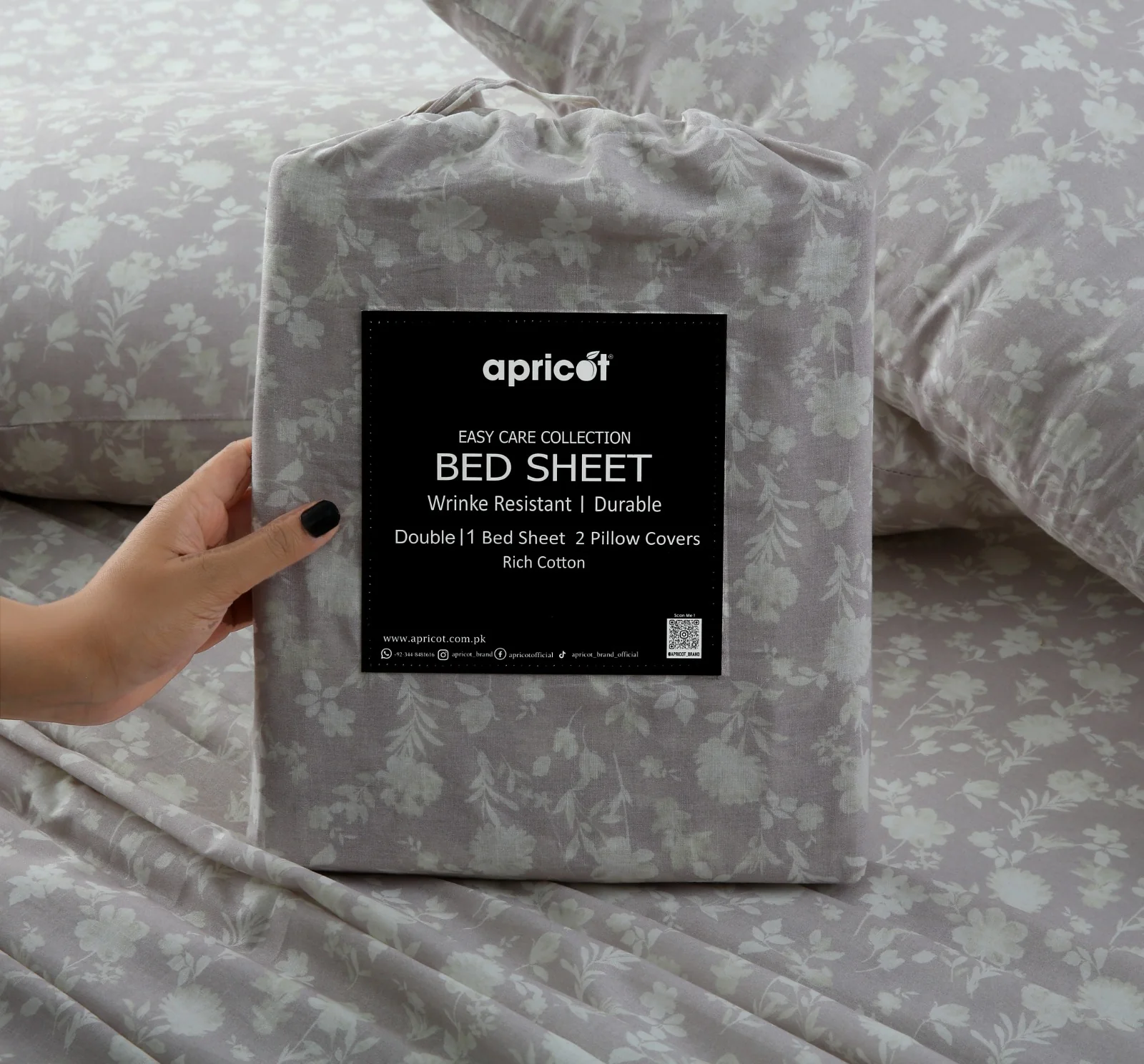 3 PCs Double Bed Sheet With Same Packing- Lily of the Valley - Image 2