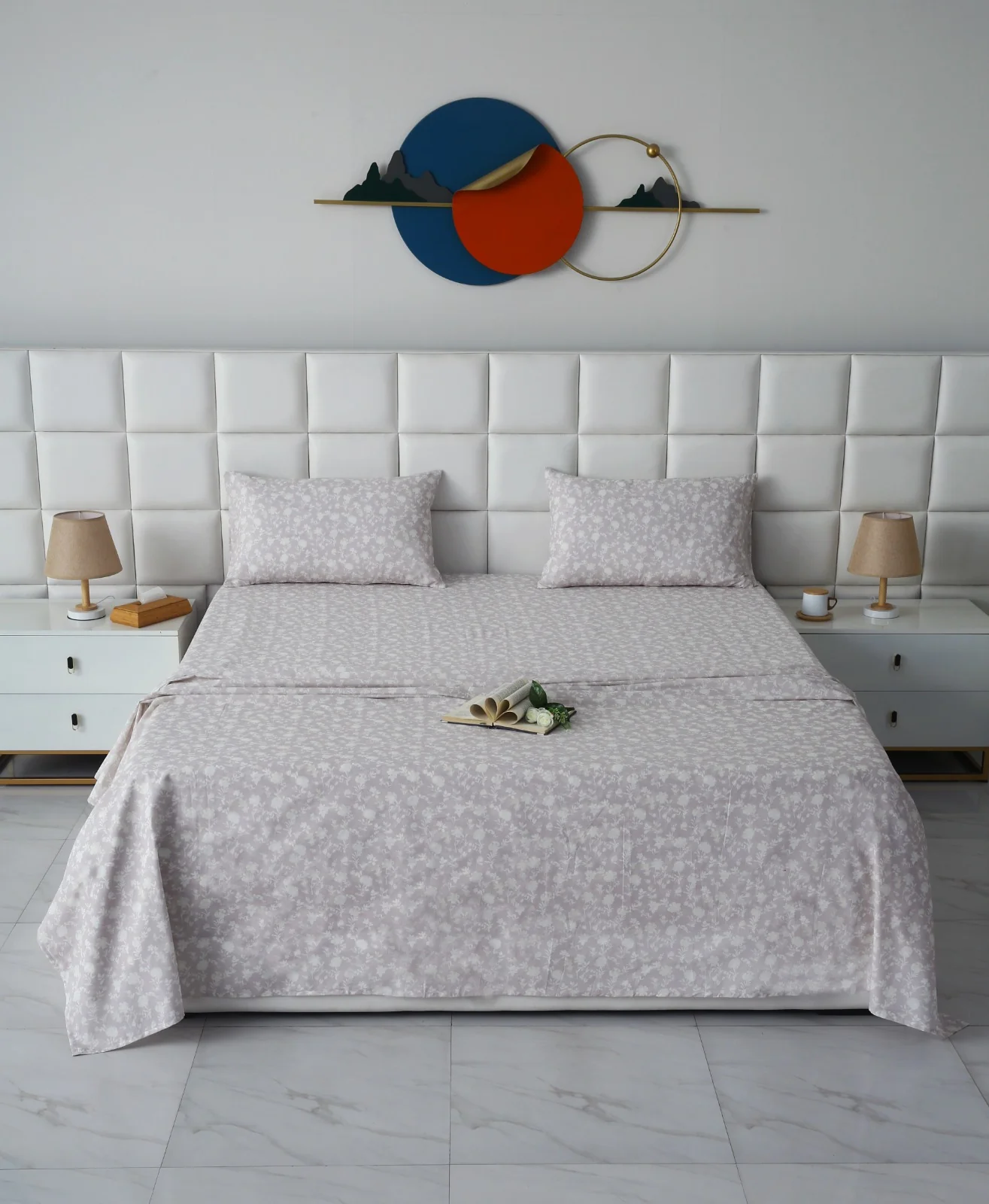 3 PCs Double Bed Sheet With Same Packing- Lily of the Valley - Image 3