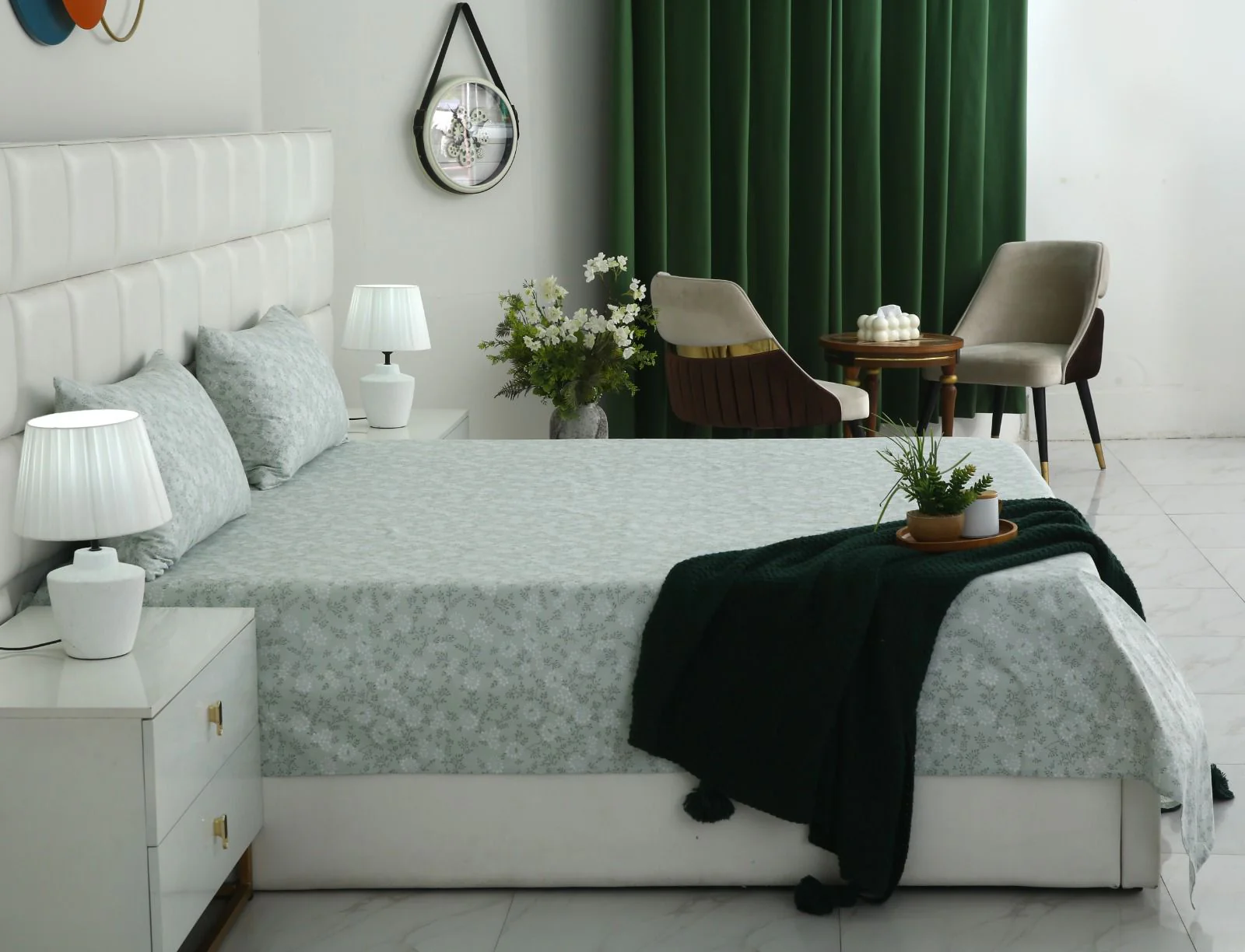 3 PCs Double Bed Sheet With Same Packing- Moroccan Mint - Image 4