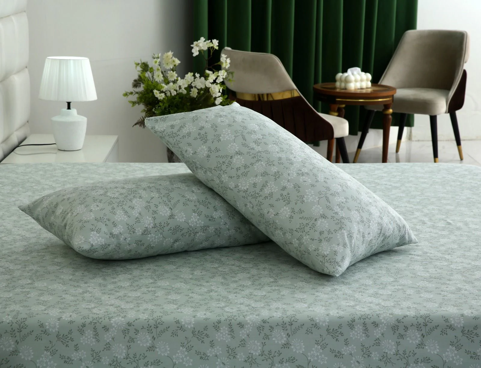 3 PCs Double Bed Sheet With Same Packing- Moroccan Mint - Image 6