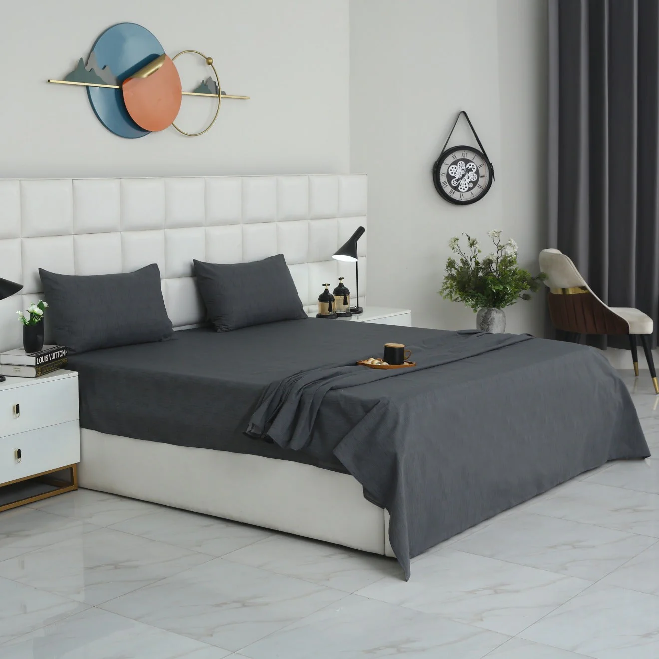 3 PCs Double Bed Sheet With Same Packing- Moss Whisper