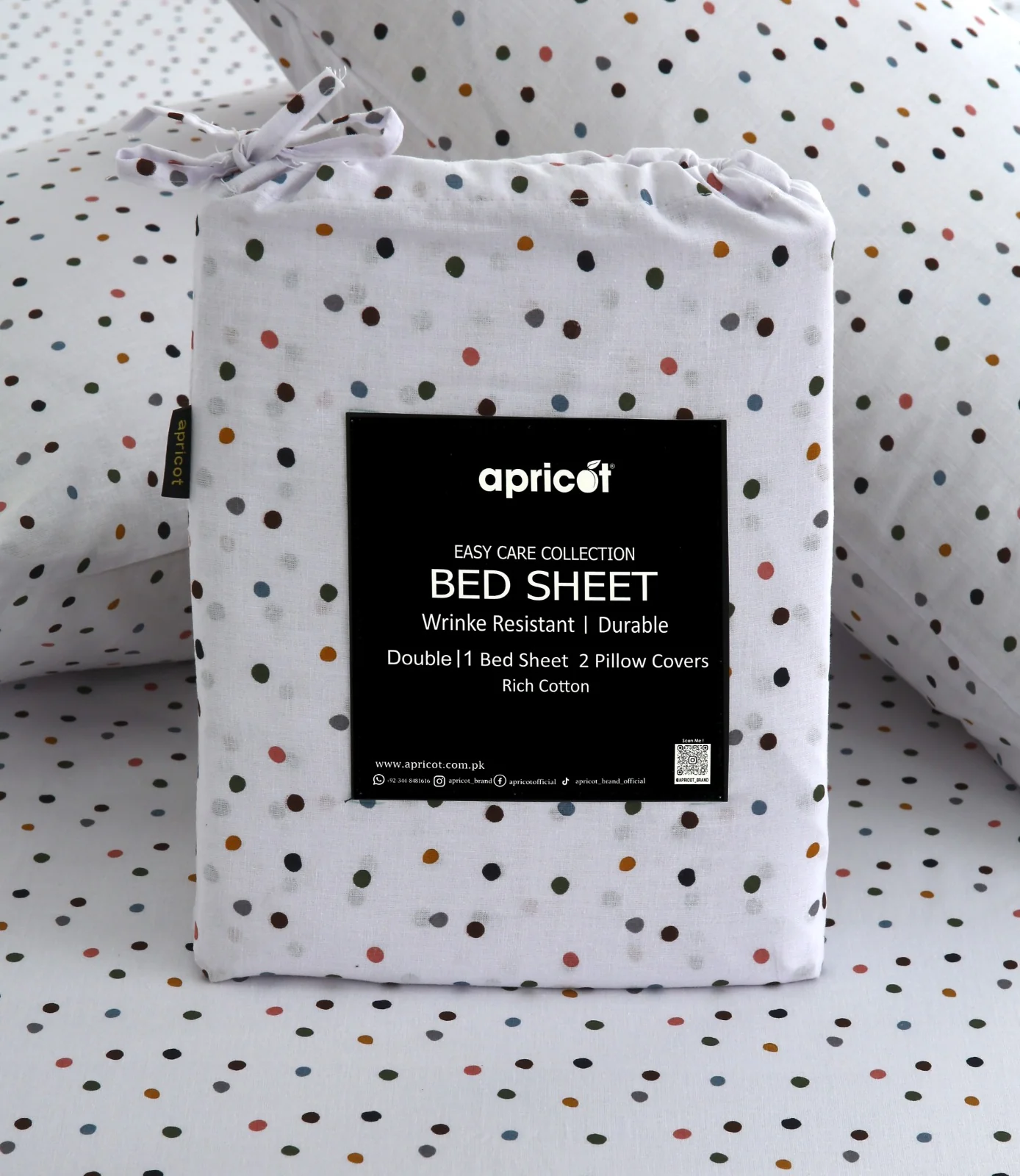 3 PCs Double Bed Sheet With Same Packing- Multi Polka - Image 2