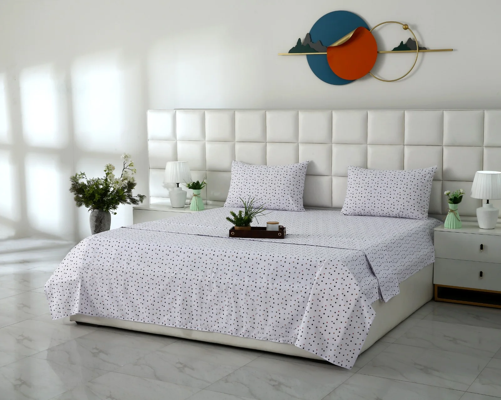 3 PCs Double Bed Sheet With Same Packing- Multi Polka - Image 3