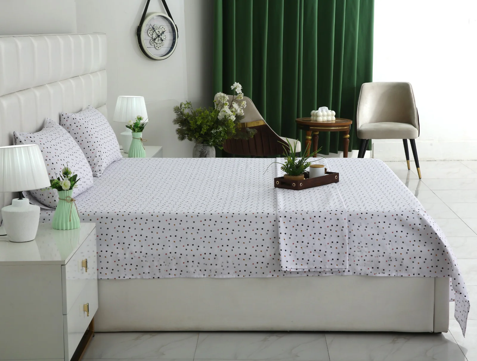 3 PCs Double Bed Sheet With Same Packing- Multi Polka - Image 5