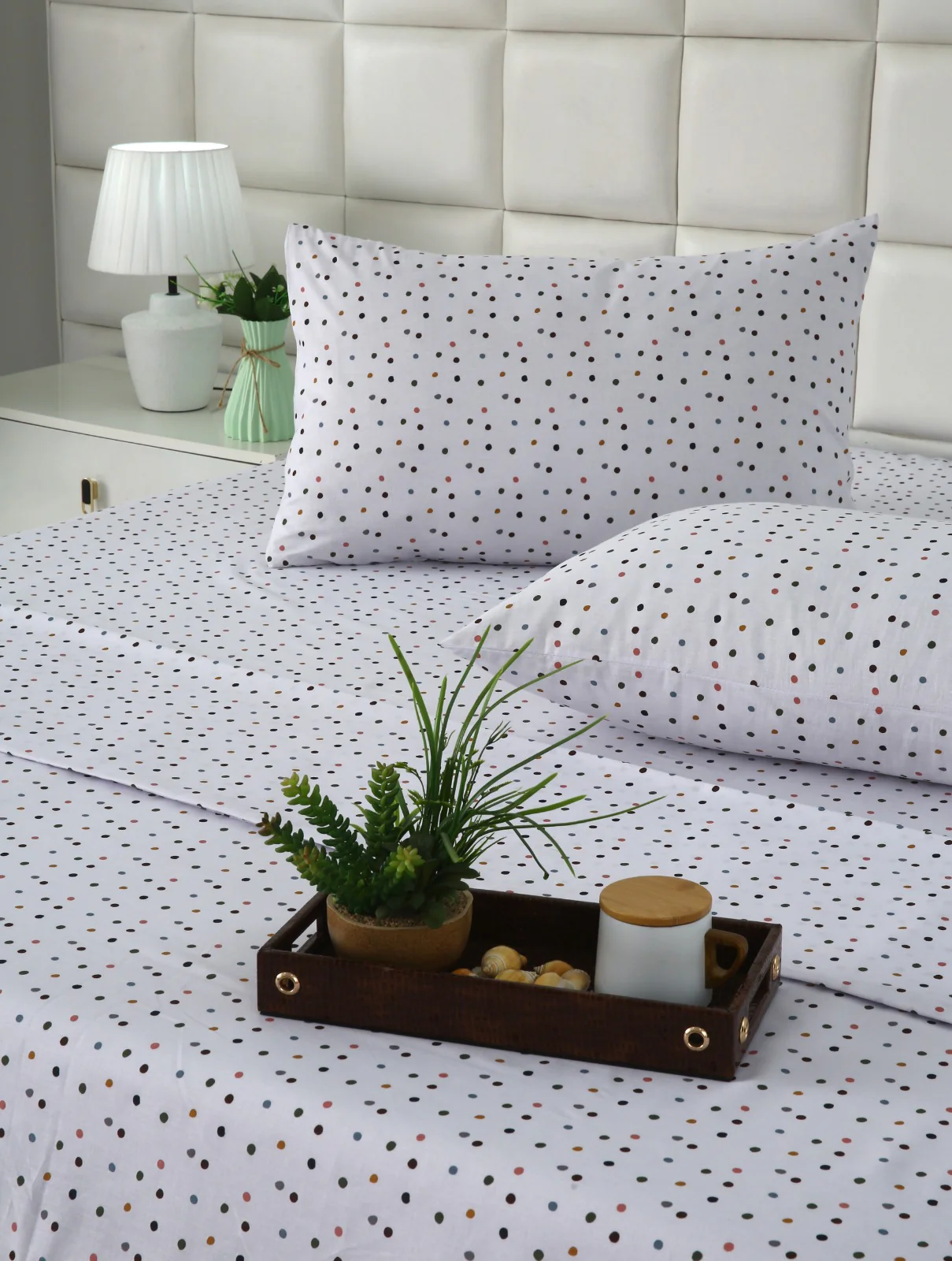 3 PCs Double Bed Sheet With Same Packing- Multi Polka - Image 6