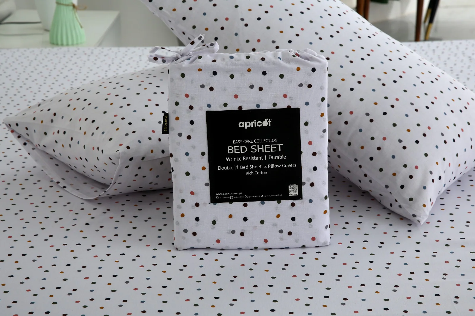 3 PCs Double Bed Sheet With Same Packing- Multi Polka - Image 8