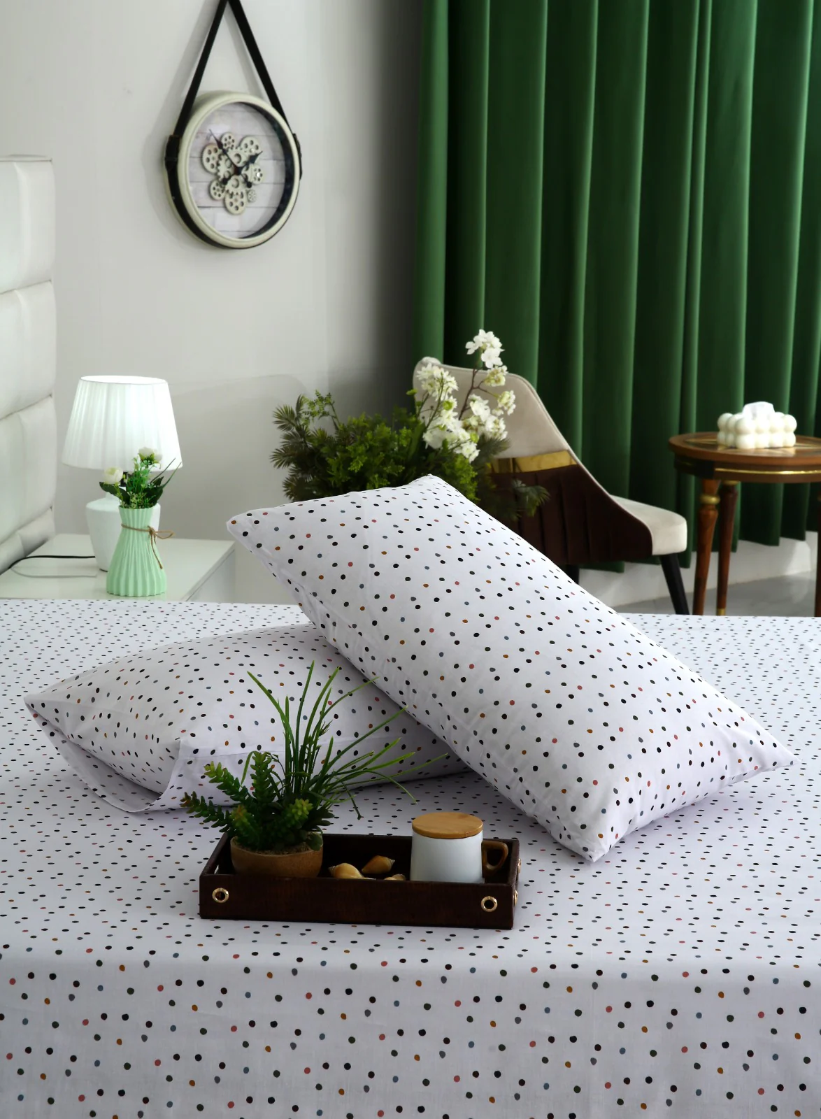 3 PCs Double Bed Sheet With Same Packing- Multi Polka - Image 9