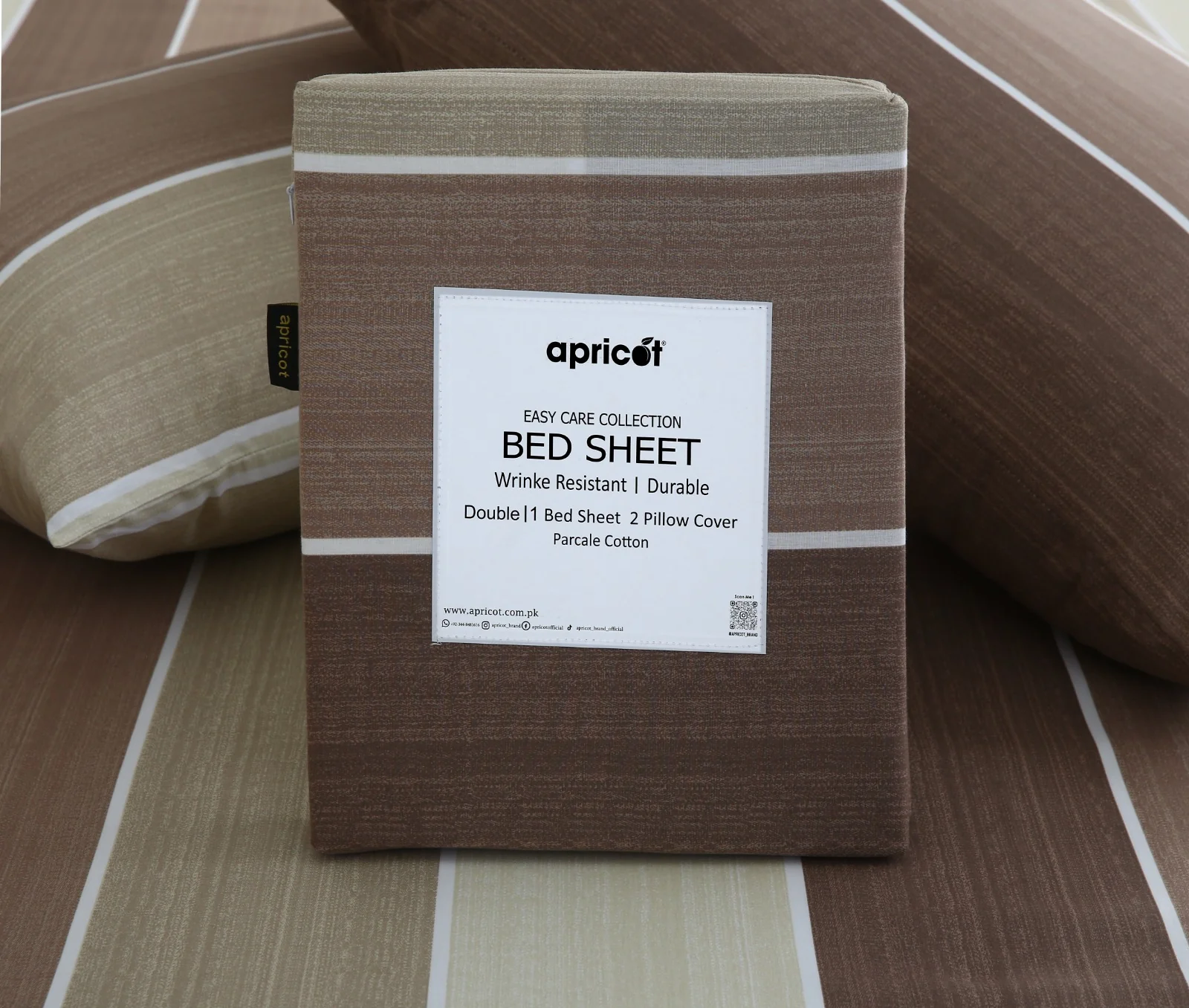 3 PCs Double Bed Sheet With Same Packing- Nordic Brown - Image 2