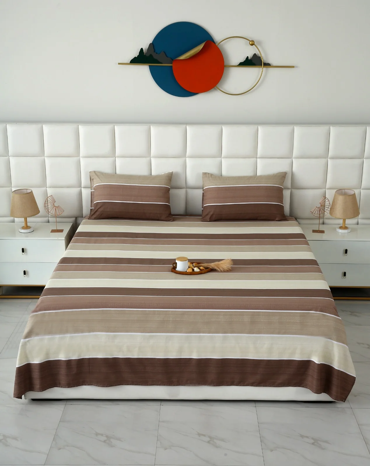 3 PCs Double Bed Sheet With Same Packing- Nordic Brown - Image 3