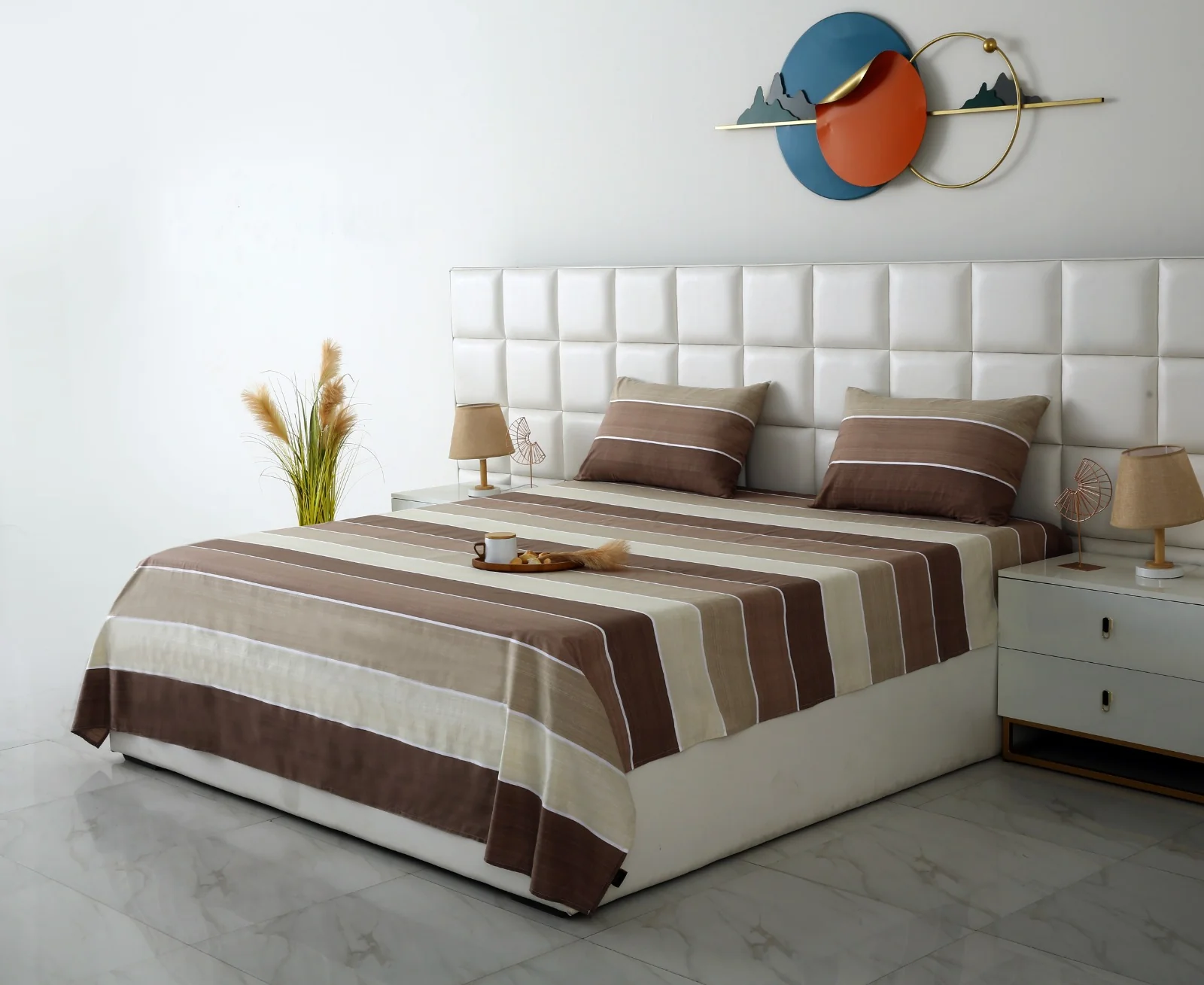 3 PCs Double Bed Sheet With Same Packing- Nordic Brown - Image 4