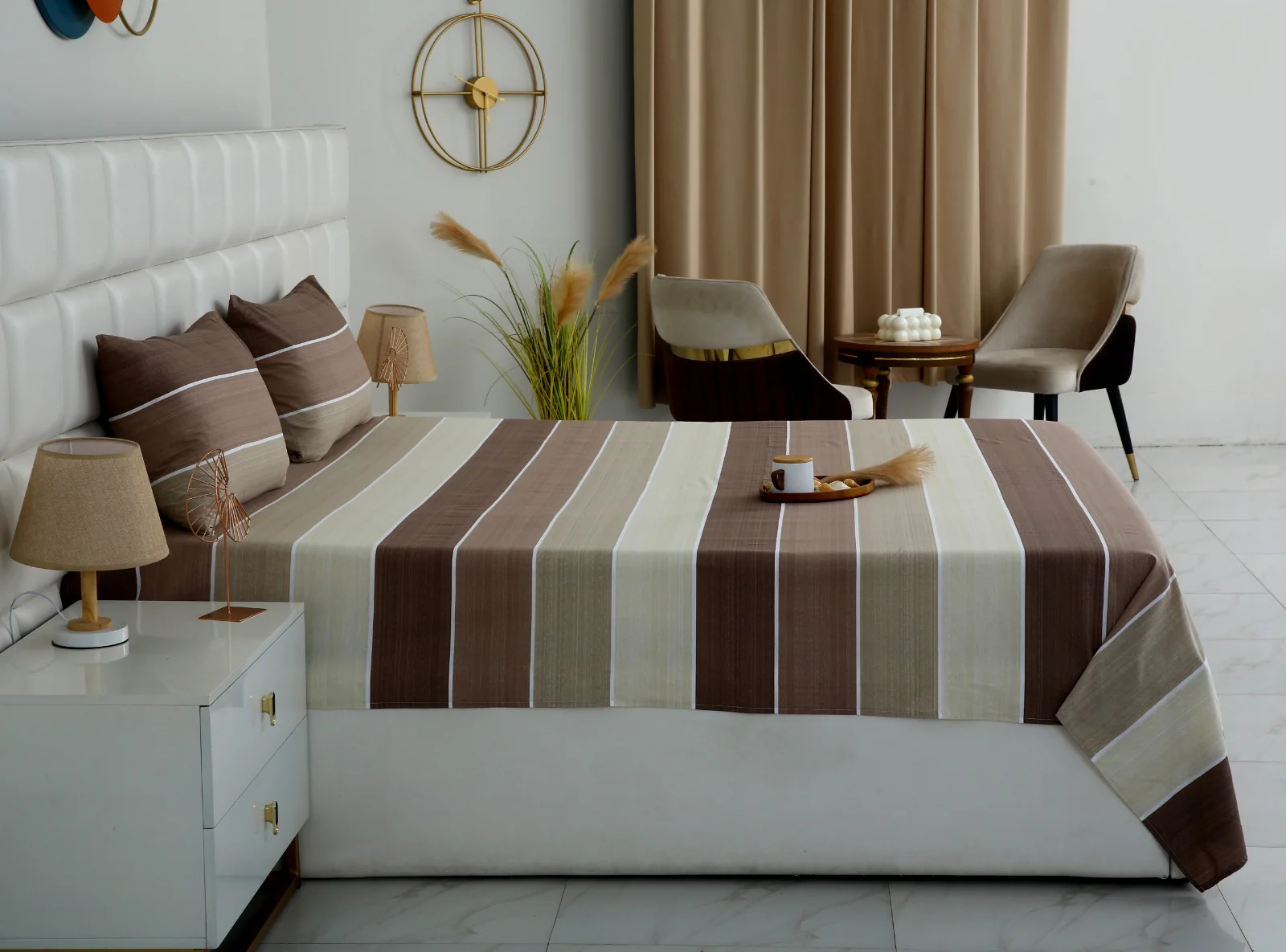 3 PCs Double Bed Sheet With Same Packing- Nordic Brown - Image 5