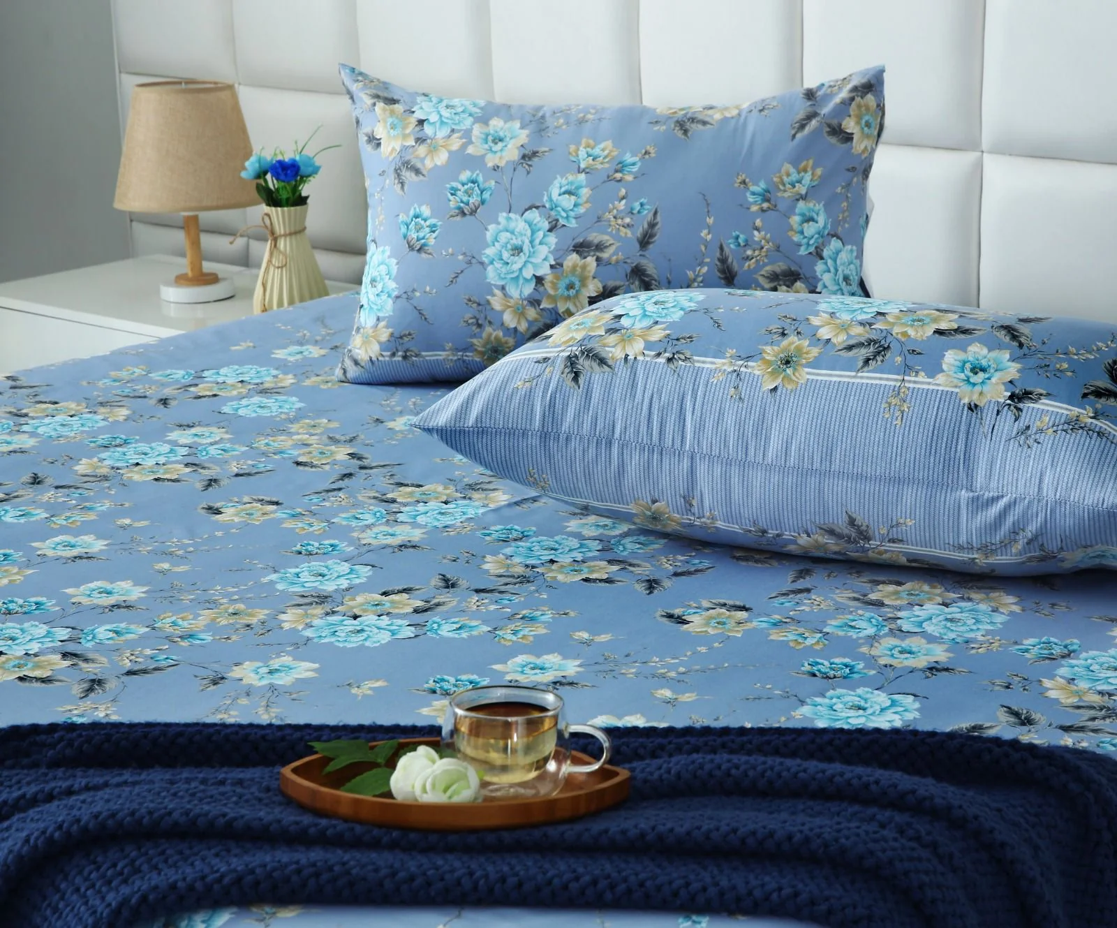 3 PCs Double Bed Sheet With Same Packing- Ocean Flowers - Image 6