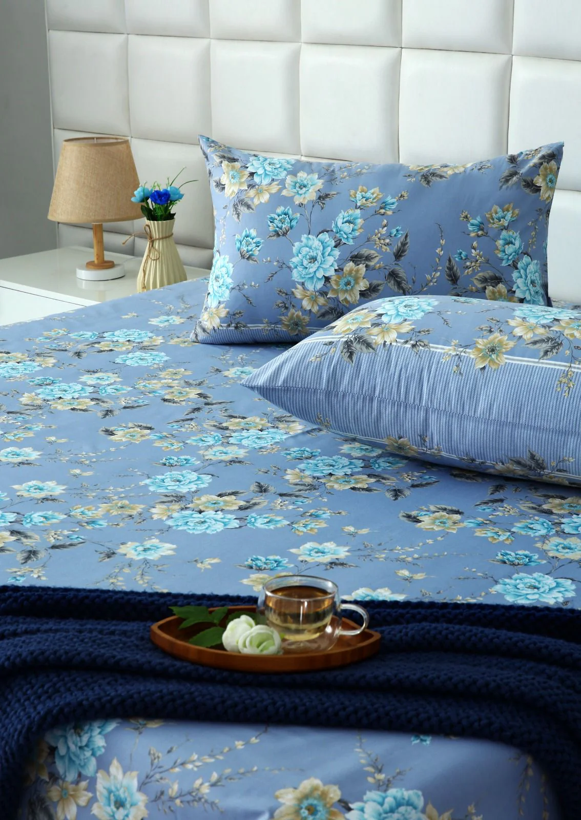 3 PCs Double Bed Sheet With Same Packing- Ocean Flowers - Image 8