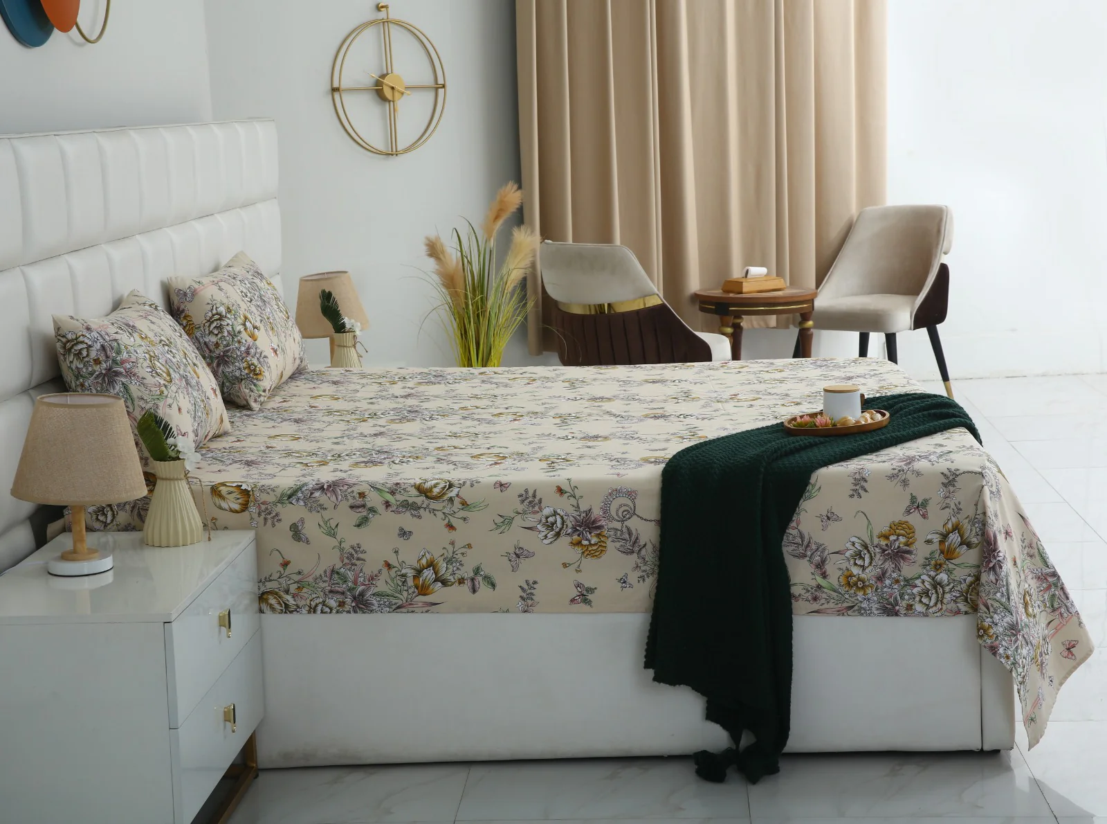 3 PCs Double Bed Sheet With Same Packing-Pastel Chanel - Image 4