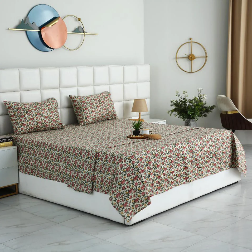 3 PCs Double Bed Sheet With Same Packing- Premium Vector