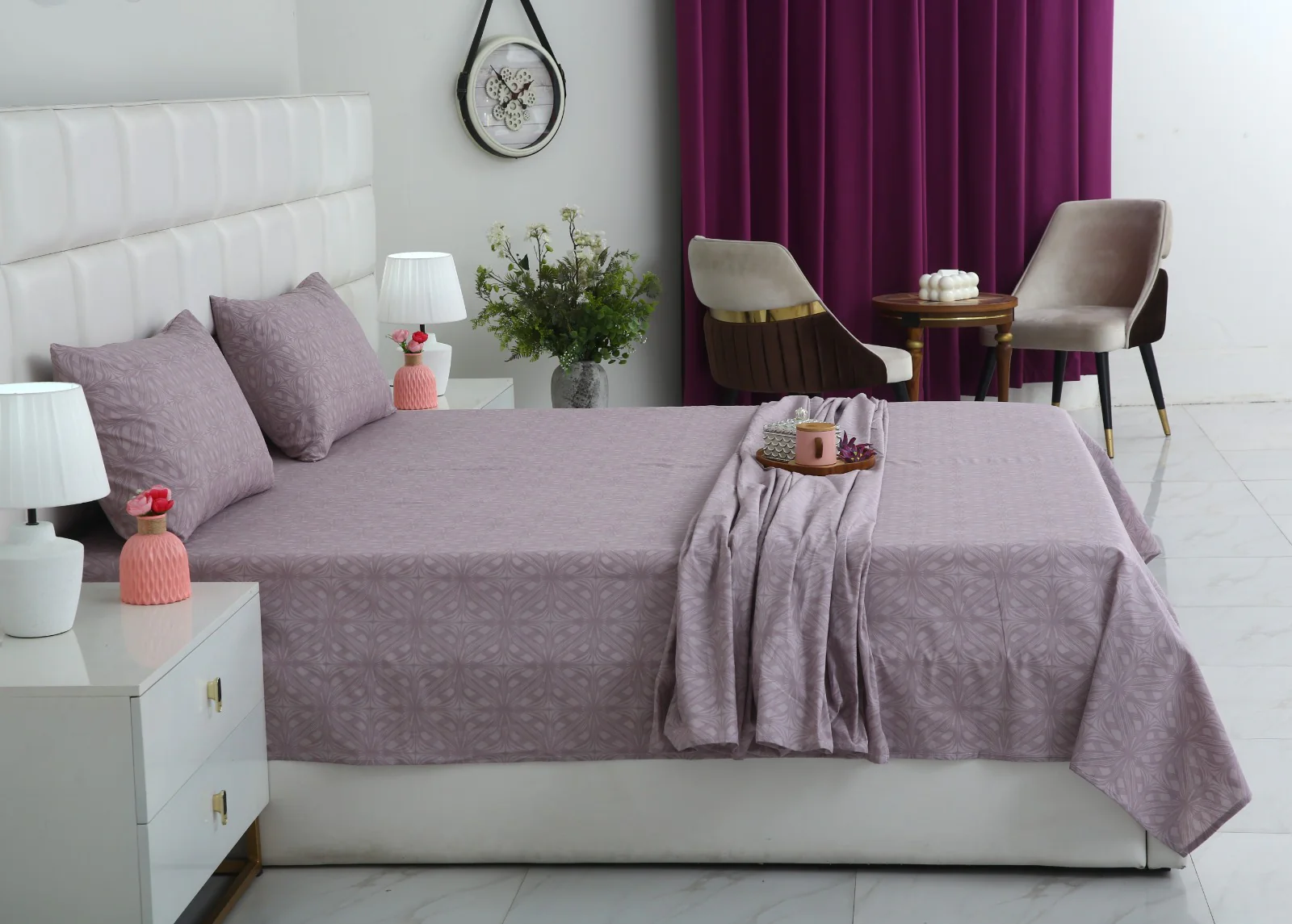 3 PCs Double Bed Sheet With Same Packing- Rosy Dreams - Image 4