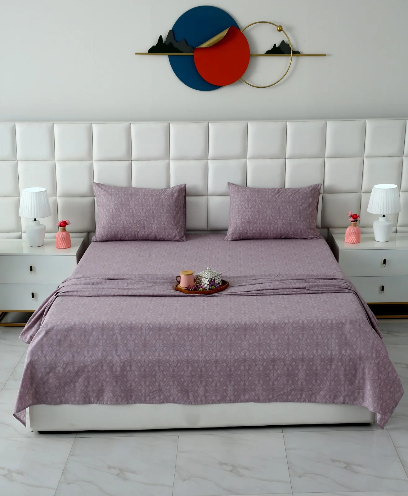 3 PCs Double Bed Sheet With Same Packing- Rosy Dreams - Image 5