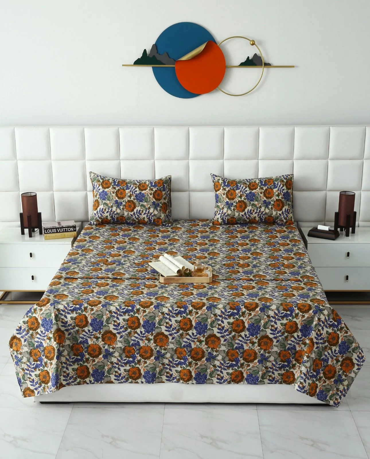 3 PCs Double Bed Sheet With Same Packing- Starlit Bloom - Image 3
