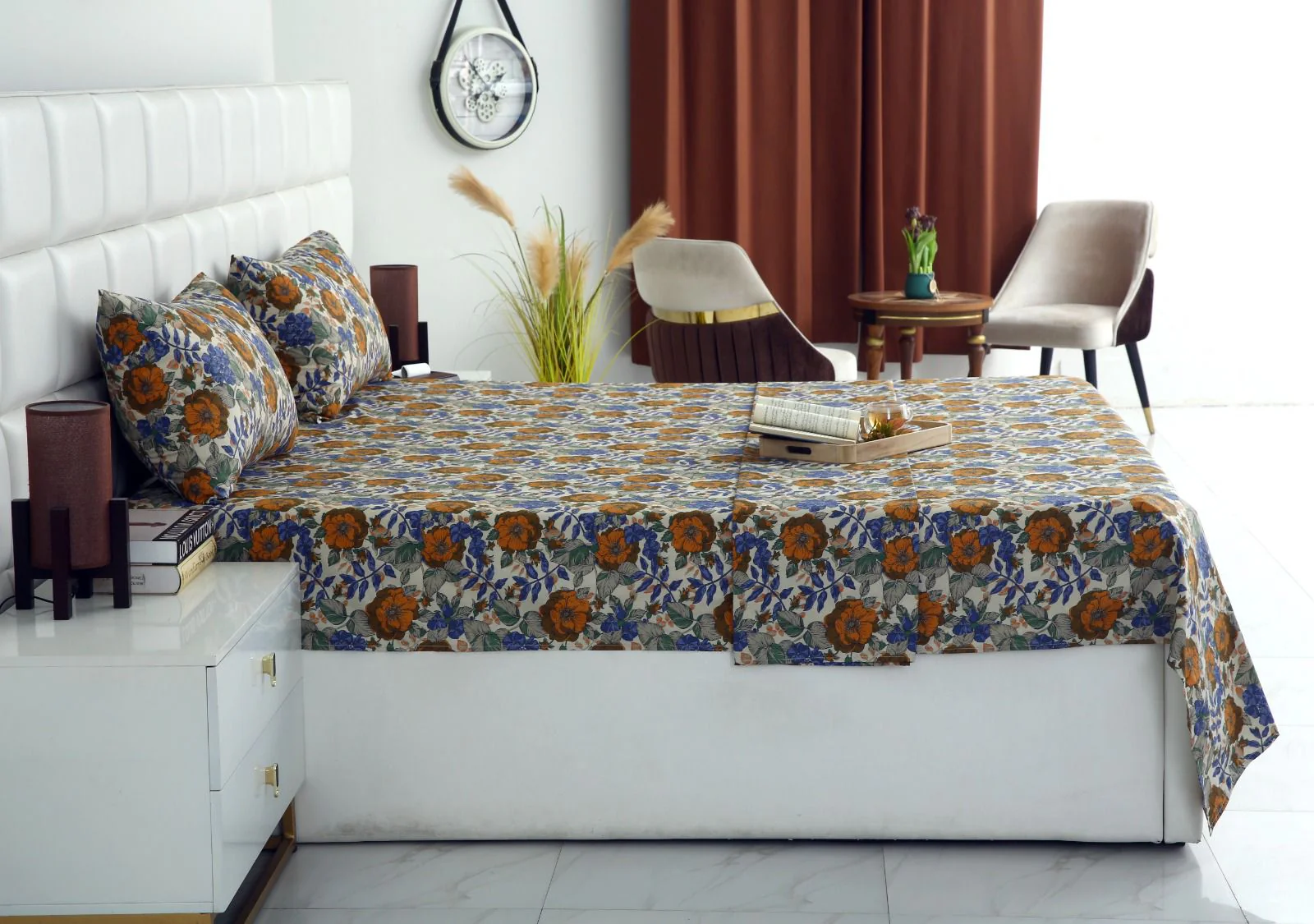3 PCs Double Bed Sheet With Same Packing- Starlit Bloom - Image 4