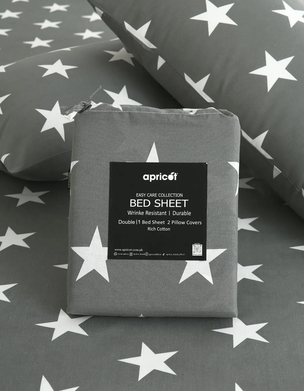 3 PCs Double Bed Sheet With Same Packing- Stars - Image 2
