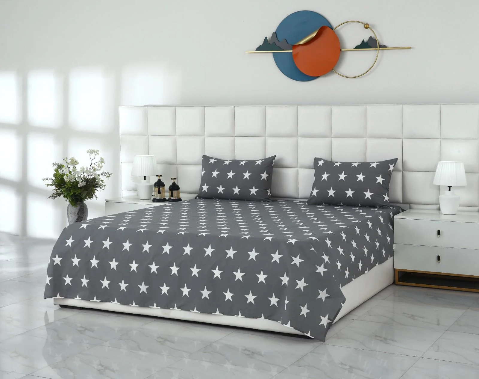 3 PCs Double Bed Sheet With Same Packing- Stars - Image 3