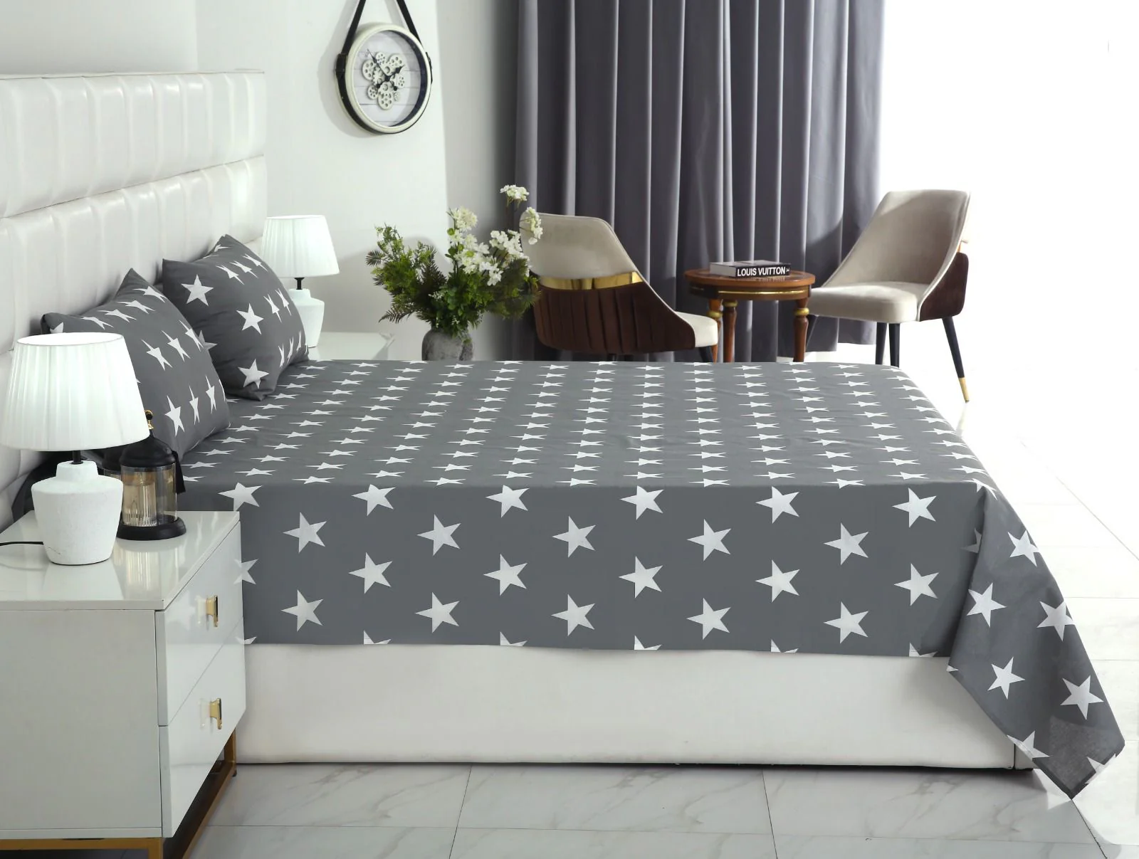 3 PCs Double Bed Sheet With Same Packing- Stars - Image 4